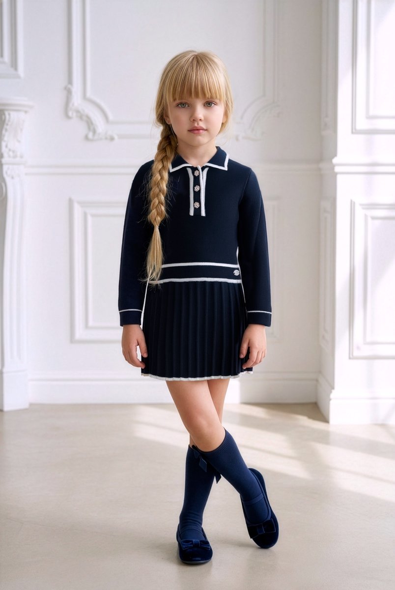 AW26 Miranda Girls Navy Blue Dress