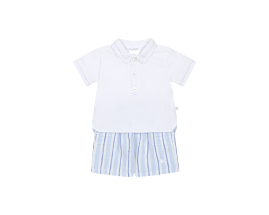 Deolinda Baby Boys Striped Short and Shirt Set - Blue & White 24819