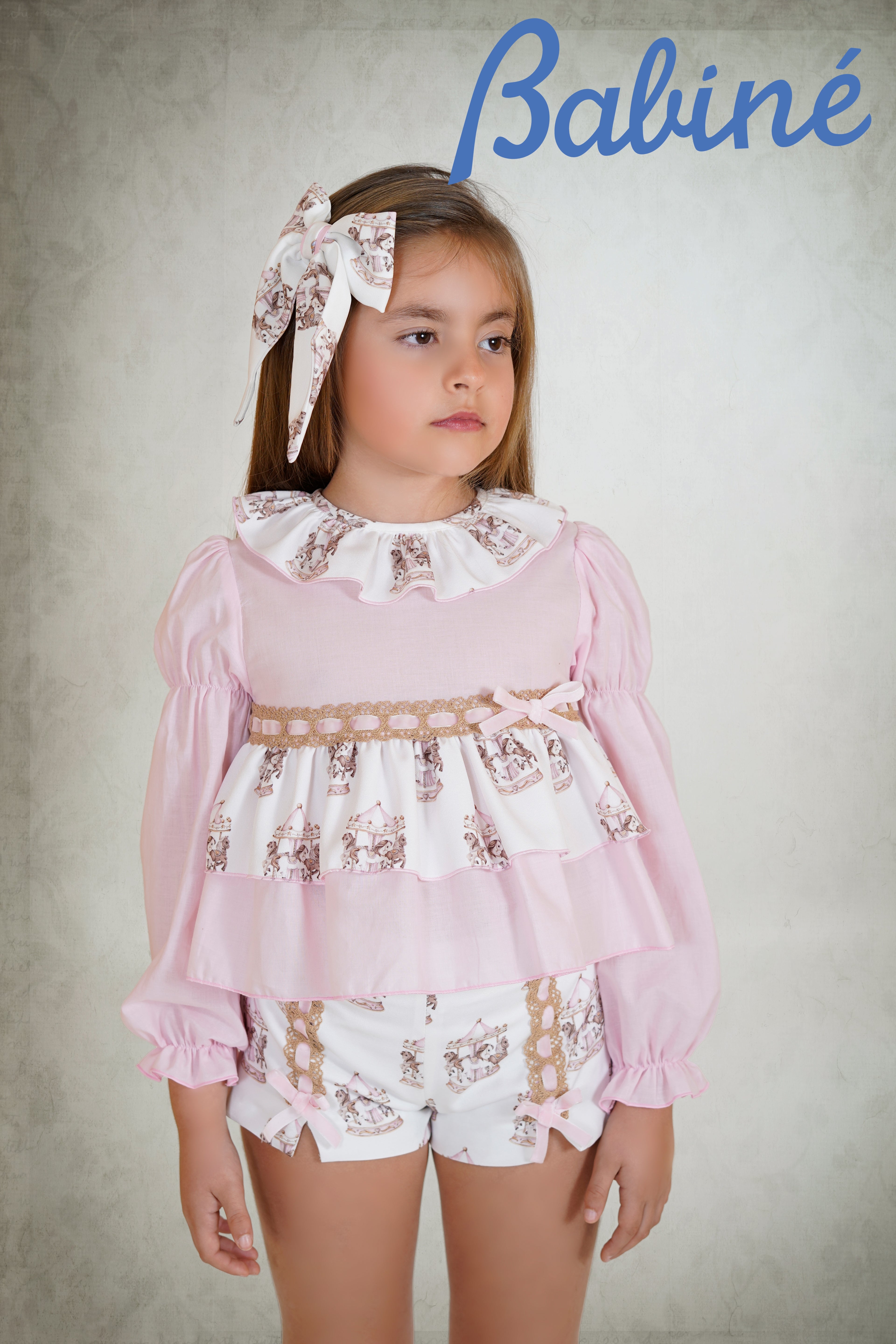 PRE ORDER AW25 Babine Girls Pink Carousel Short Set