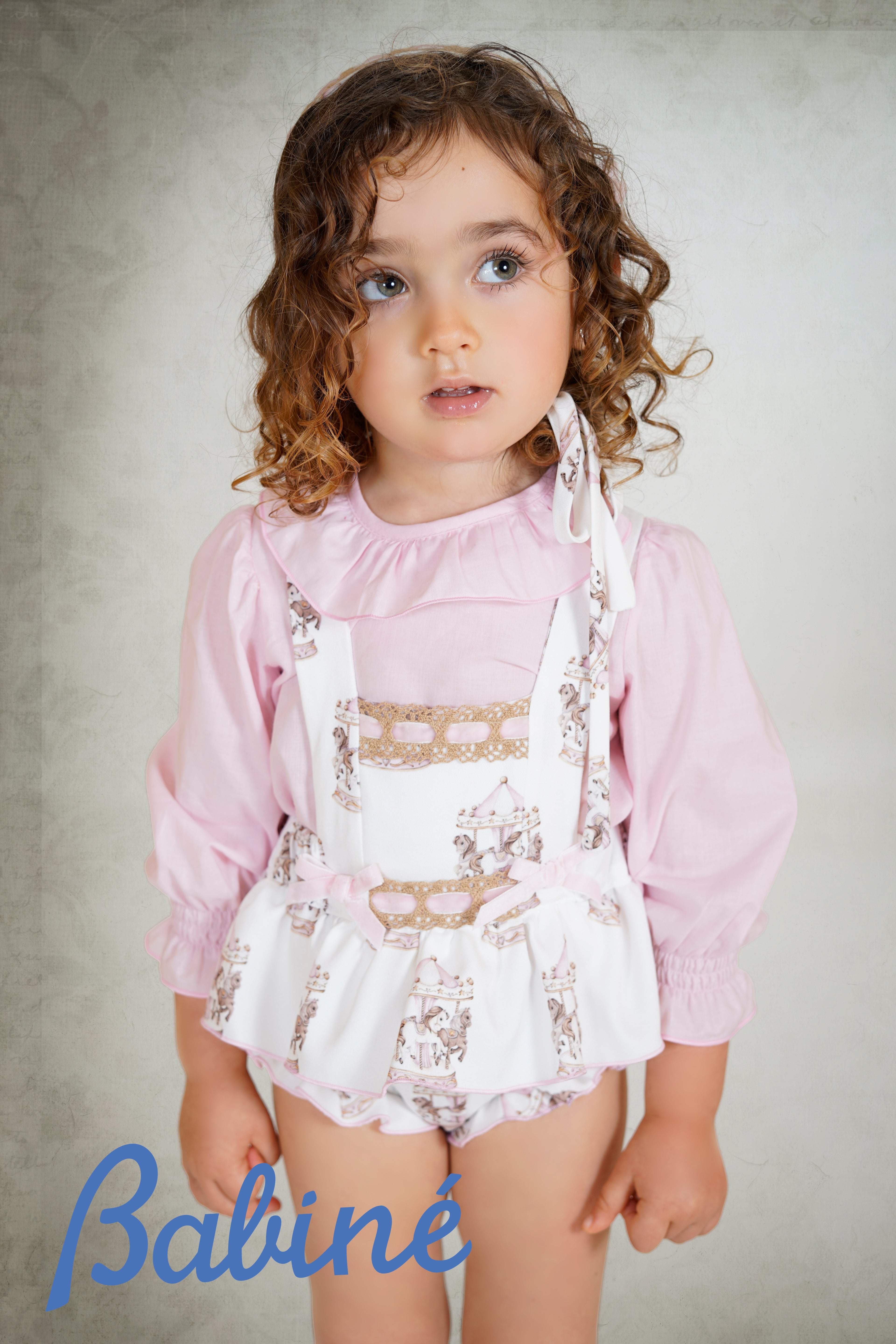 PRE ORDER AW25 Babine Baby Girls Pink Carousel Pink Romper Set