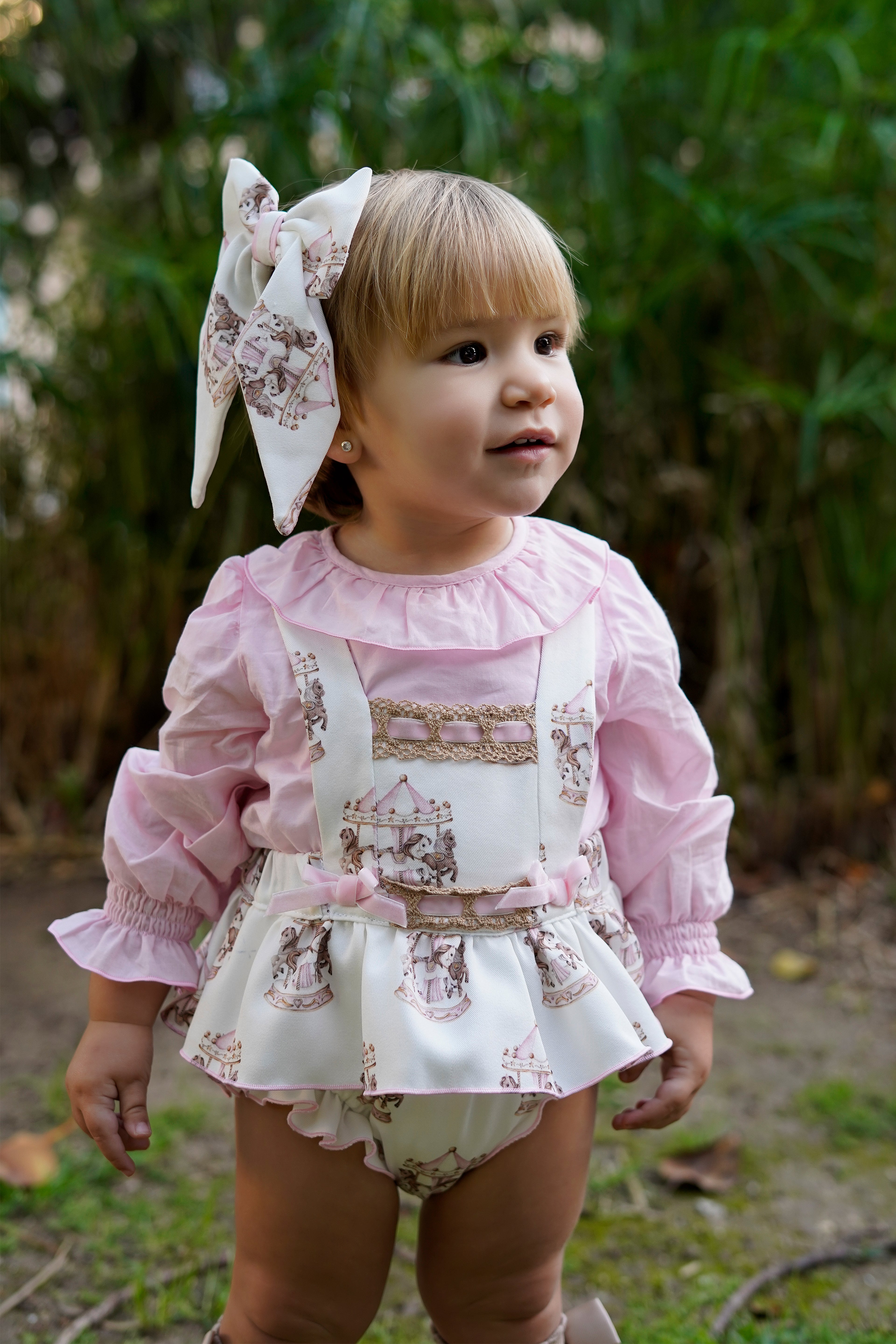 PRE ORDER AW25 Babine Baby Girls Pink Carousel Pink Romper Set
