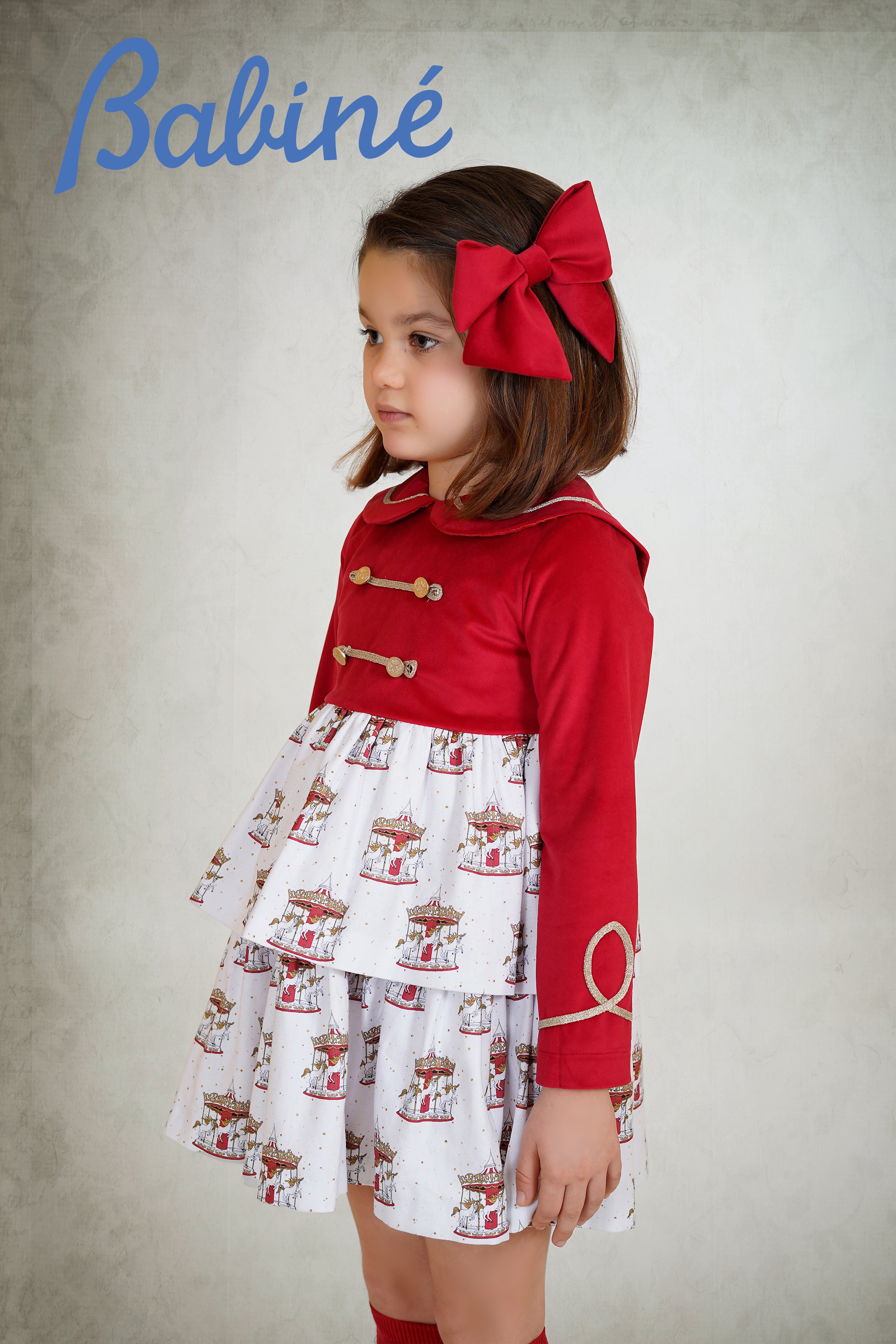 PRE ORDER AW25 Babine Girls Red Velvet Carousel Dress 2612811