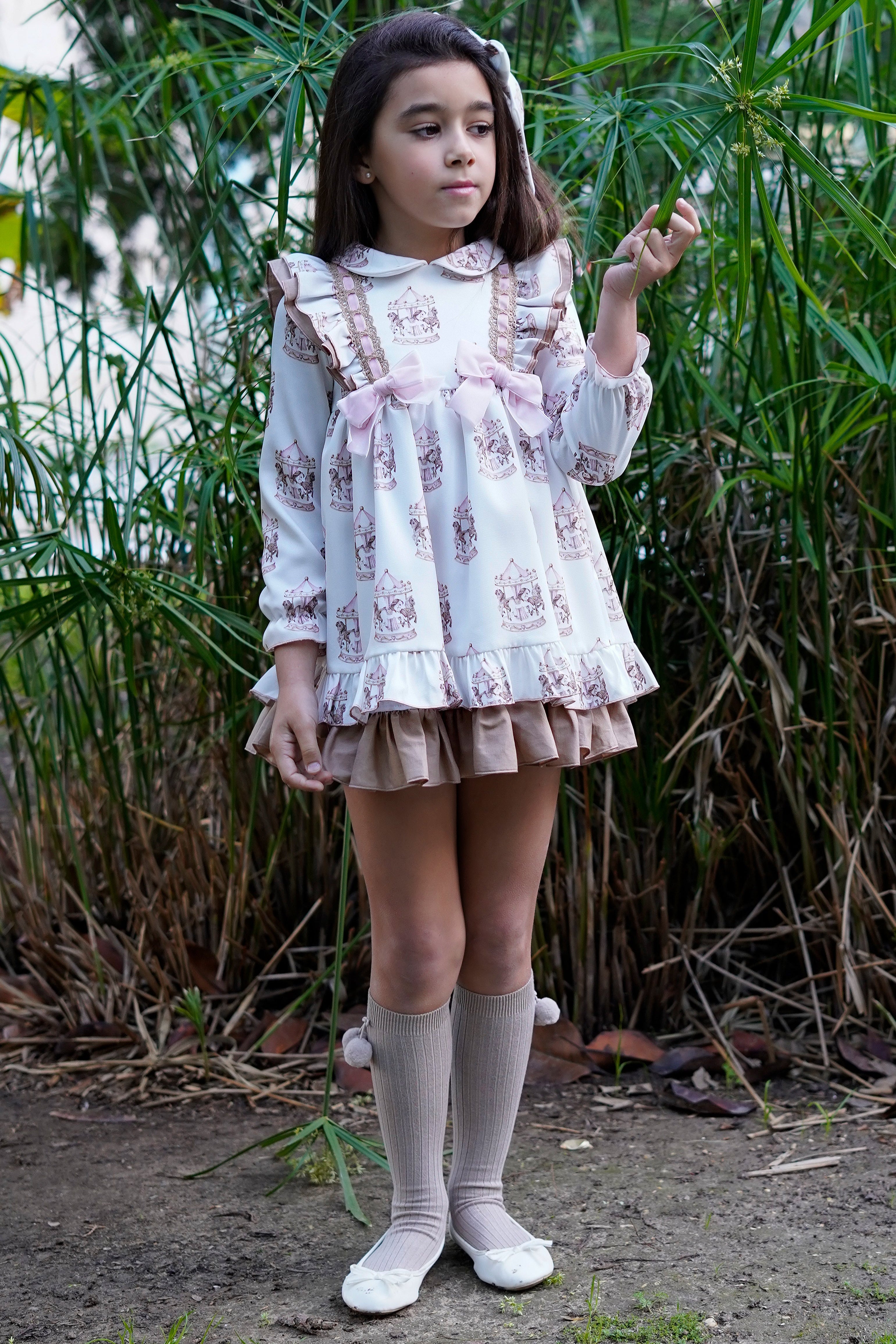 PRE ORDER AW25 Babine Girls Pink Bow Carousel Dress