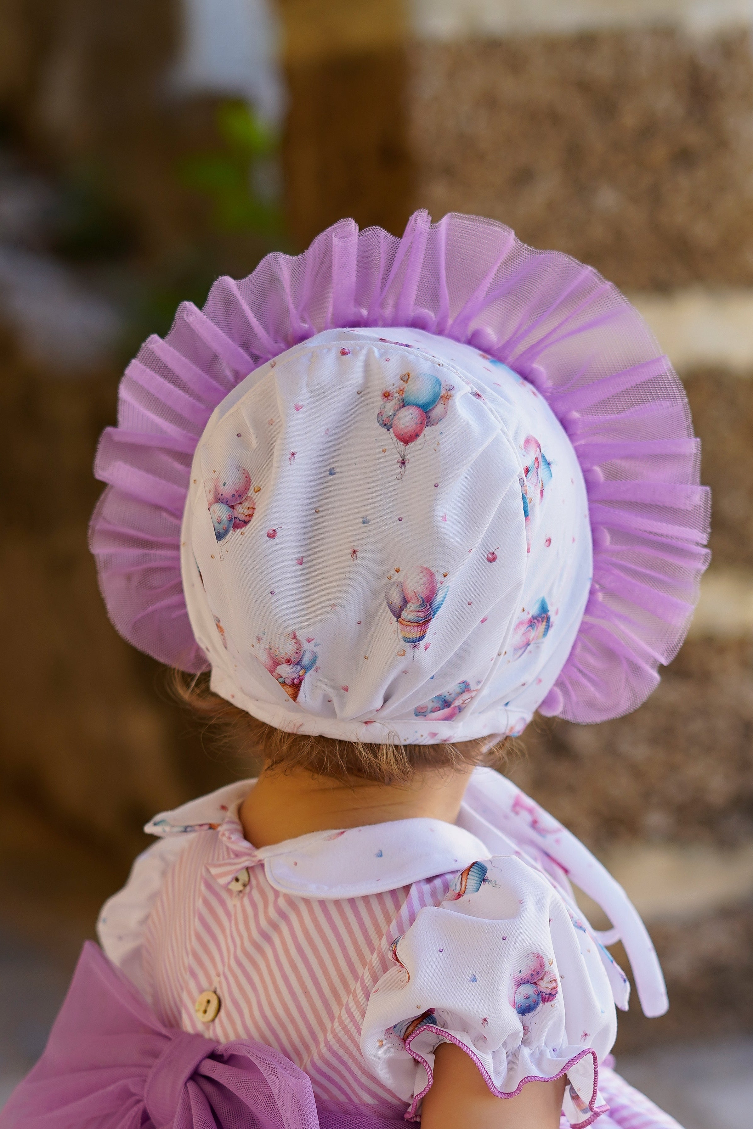 PRE ORDER SS26 Babine Baby Girls Lilac Ballon Bonnet