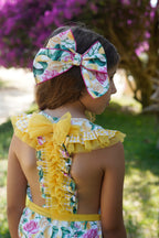 SS26 Babine Girls Lemon Tulle Floral Playsuit
