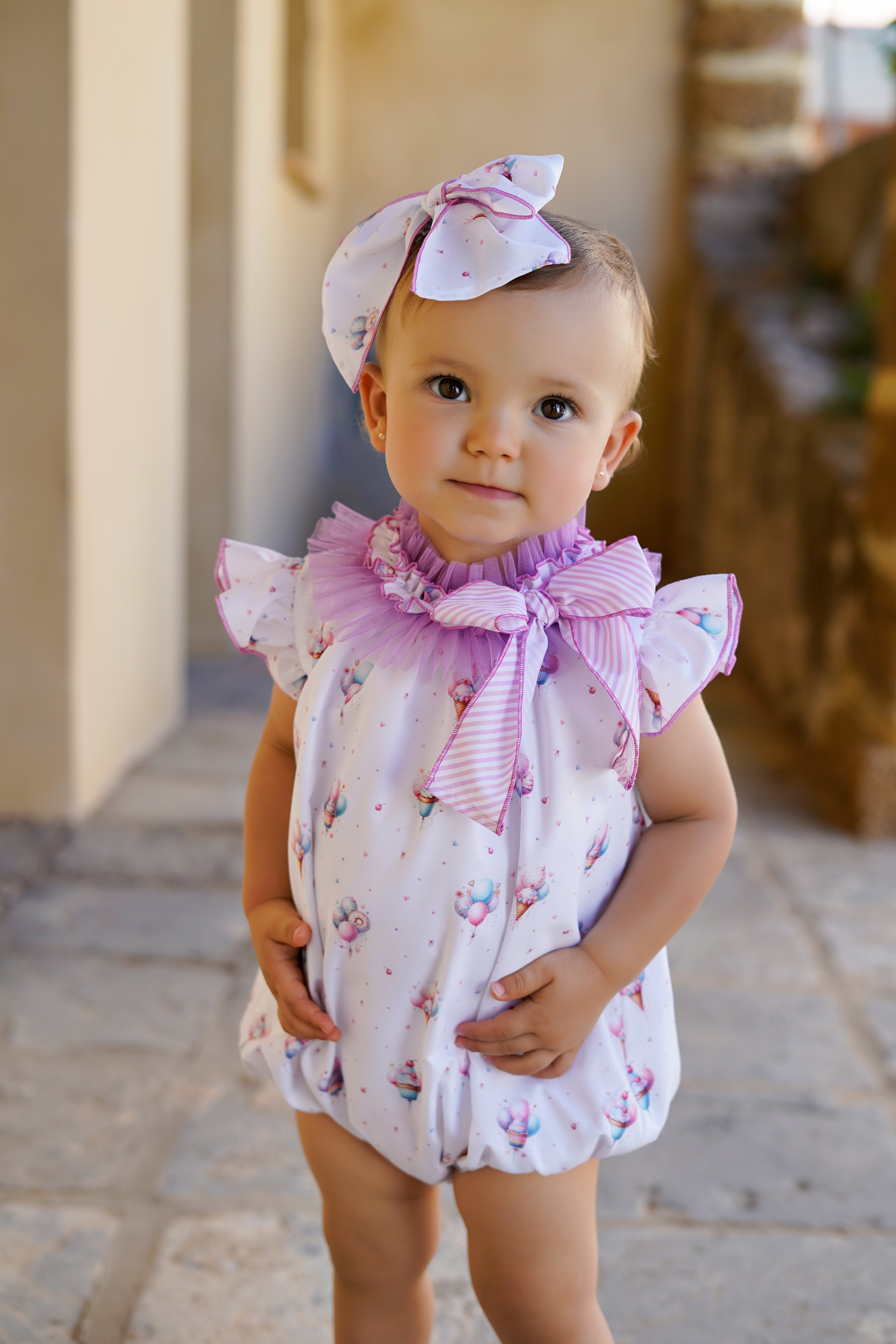 PRE ORDER SS26 Babine Baby Girls Lilac Balloon Romper