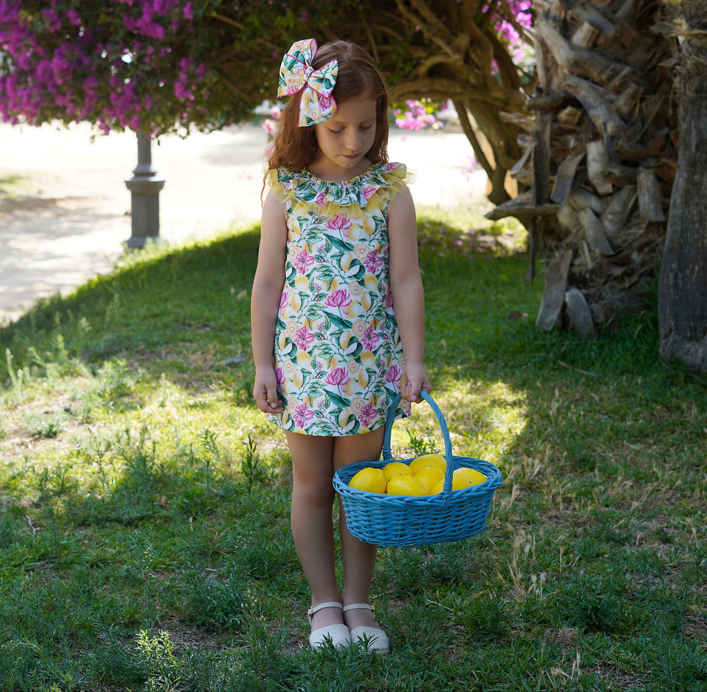 PRE ORDER SS26 Babine Girls A-Line Floral and Lemon Dress