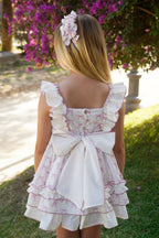 PRE ORDER SS26 Babine Girls White & Pink Bow Dress Bow Back