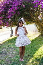 SS26 Babine Girls White & Pink Bow Dress