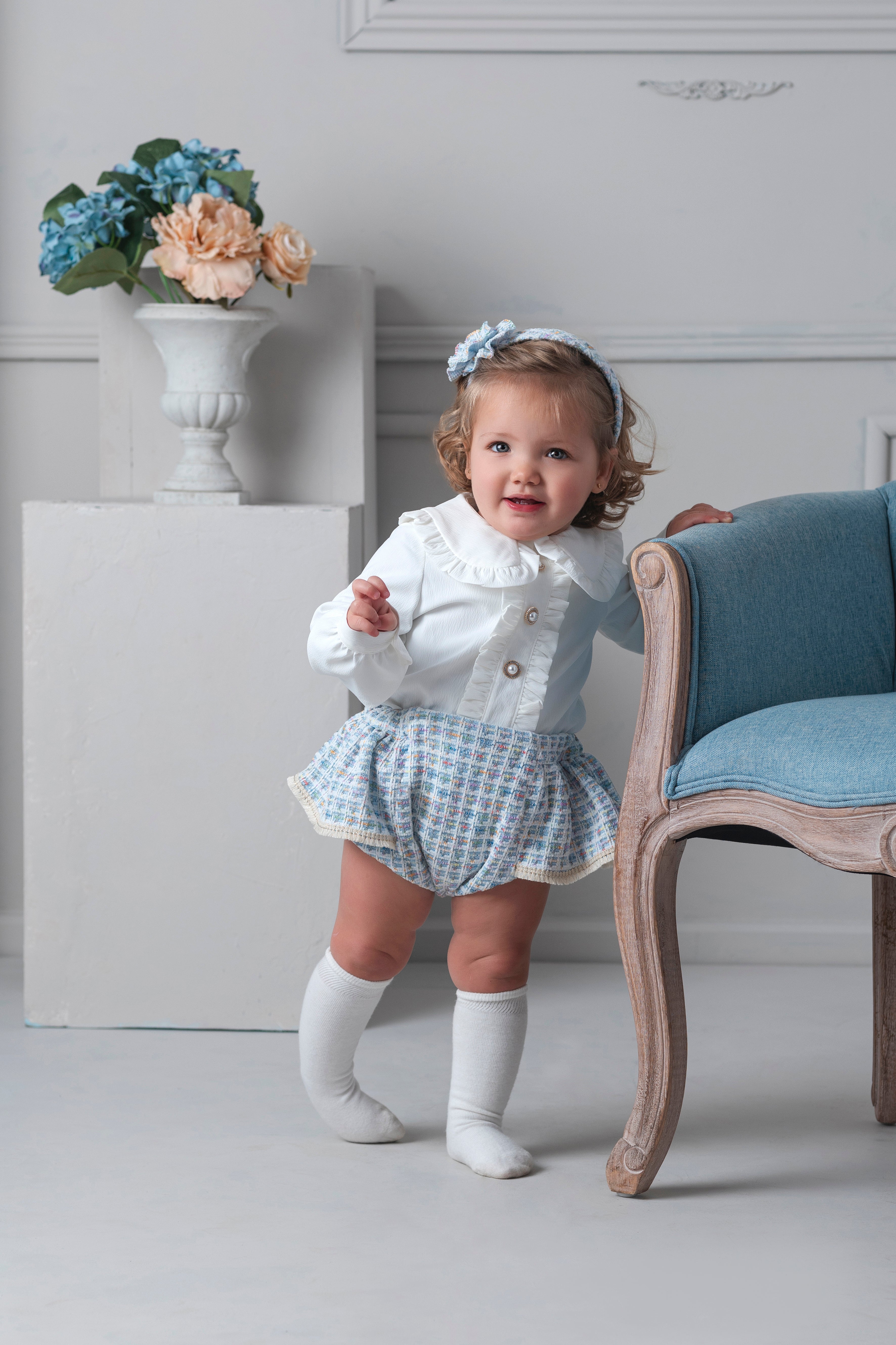 AW25 Rochy Baby Girls Chanel Blue Tweed Jam Pant Set 26720