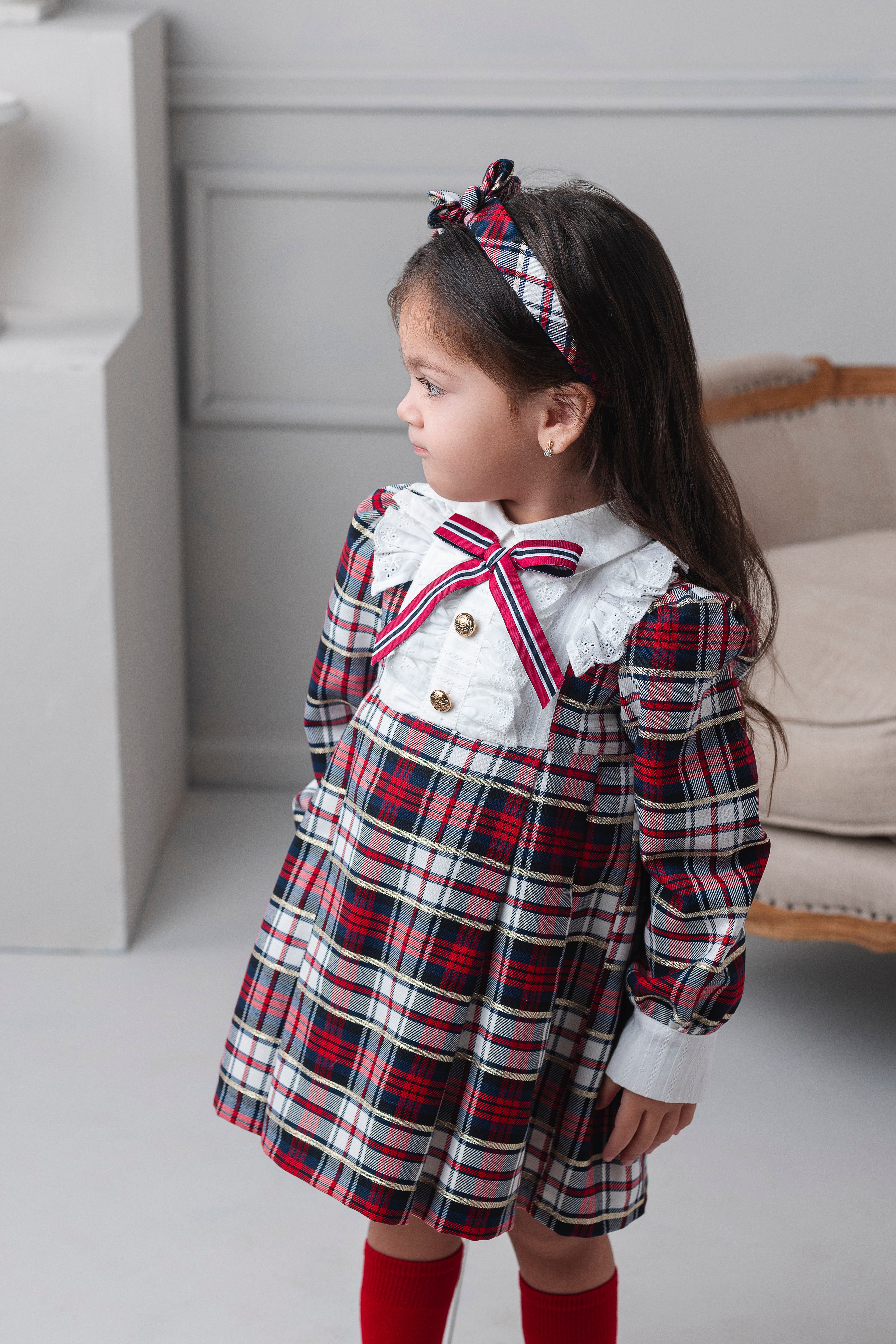 AW25 Rochy Girls Red Tartan Print Dress 26725