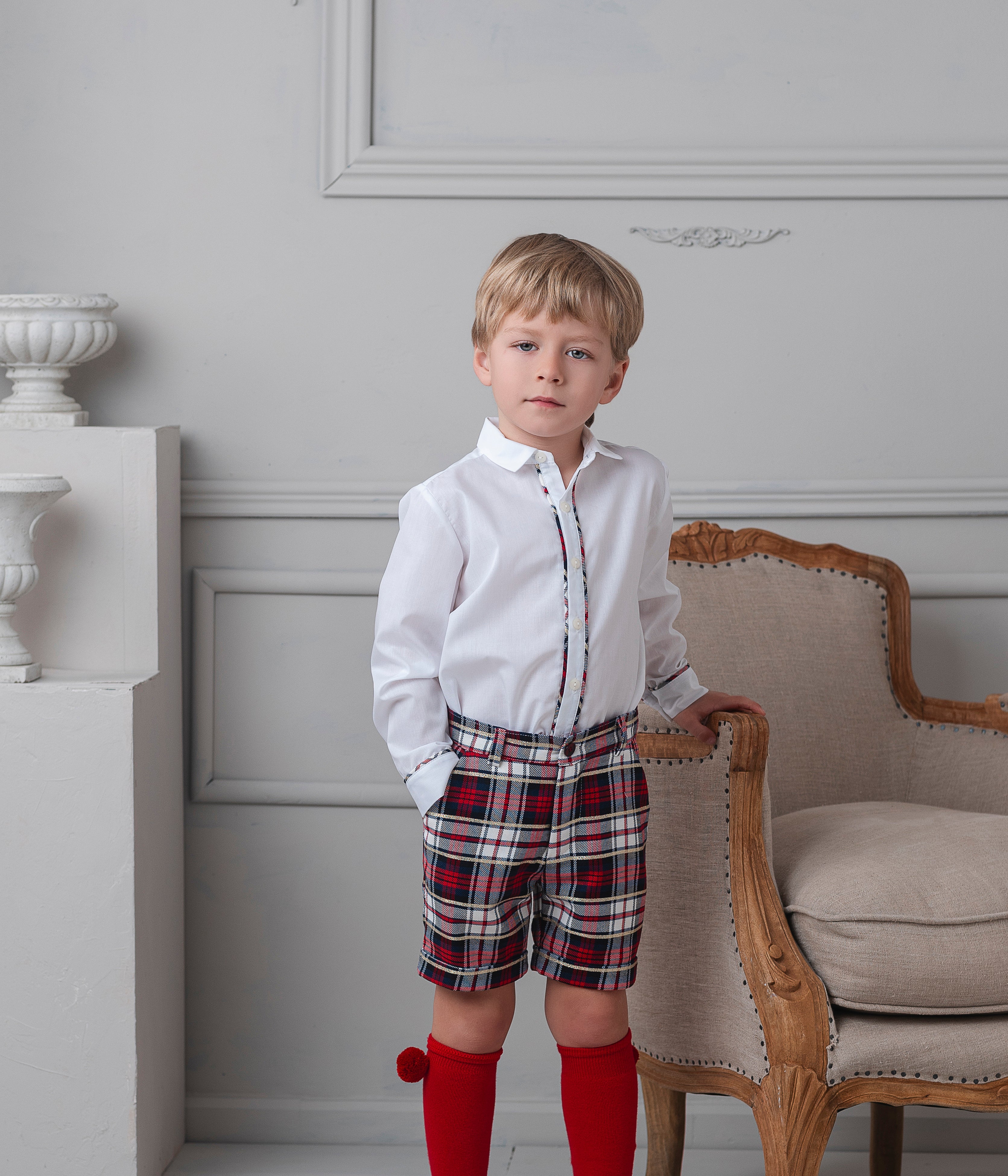 AW25 Rochy Baby Boys Tartan Print Short & Shirt Set 26730