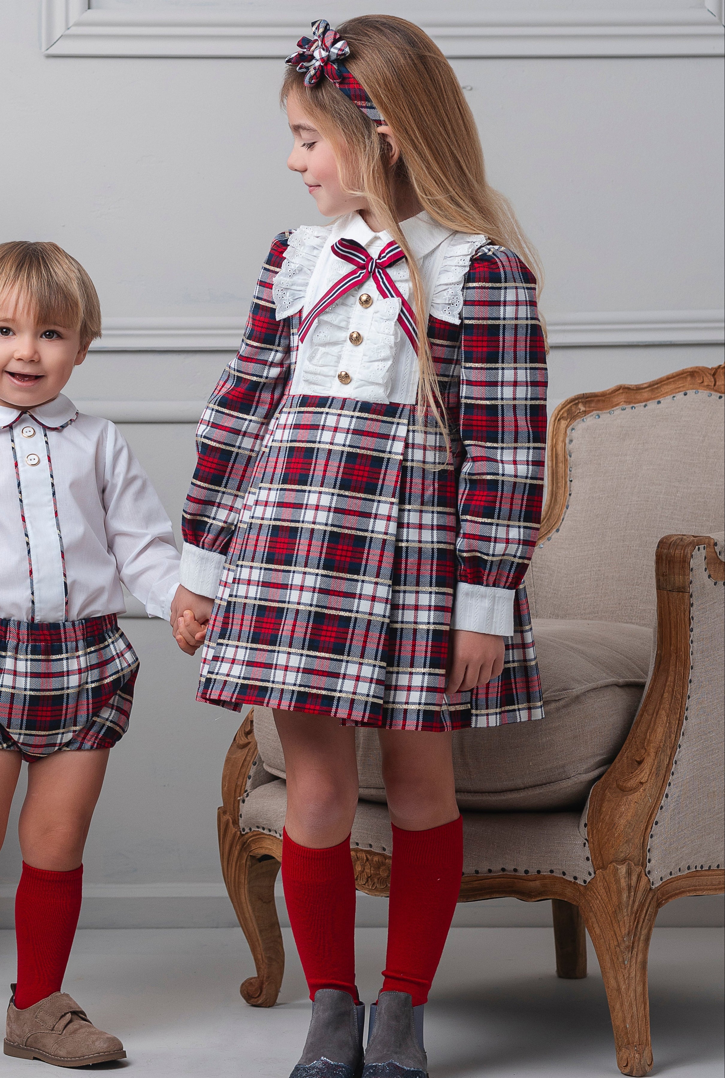 AW25 Rochy Girls Red Tartan Print Dress 26726