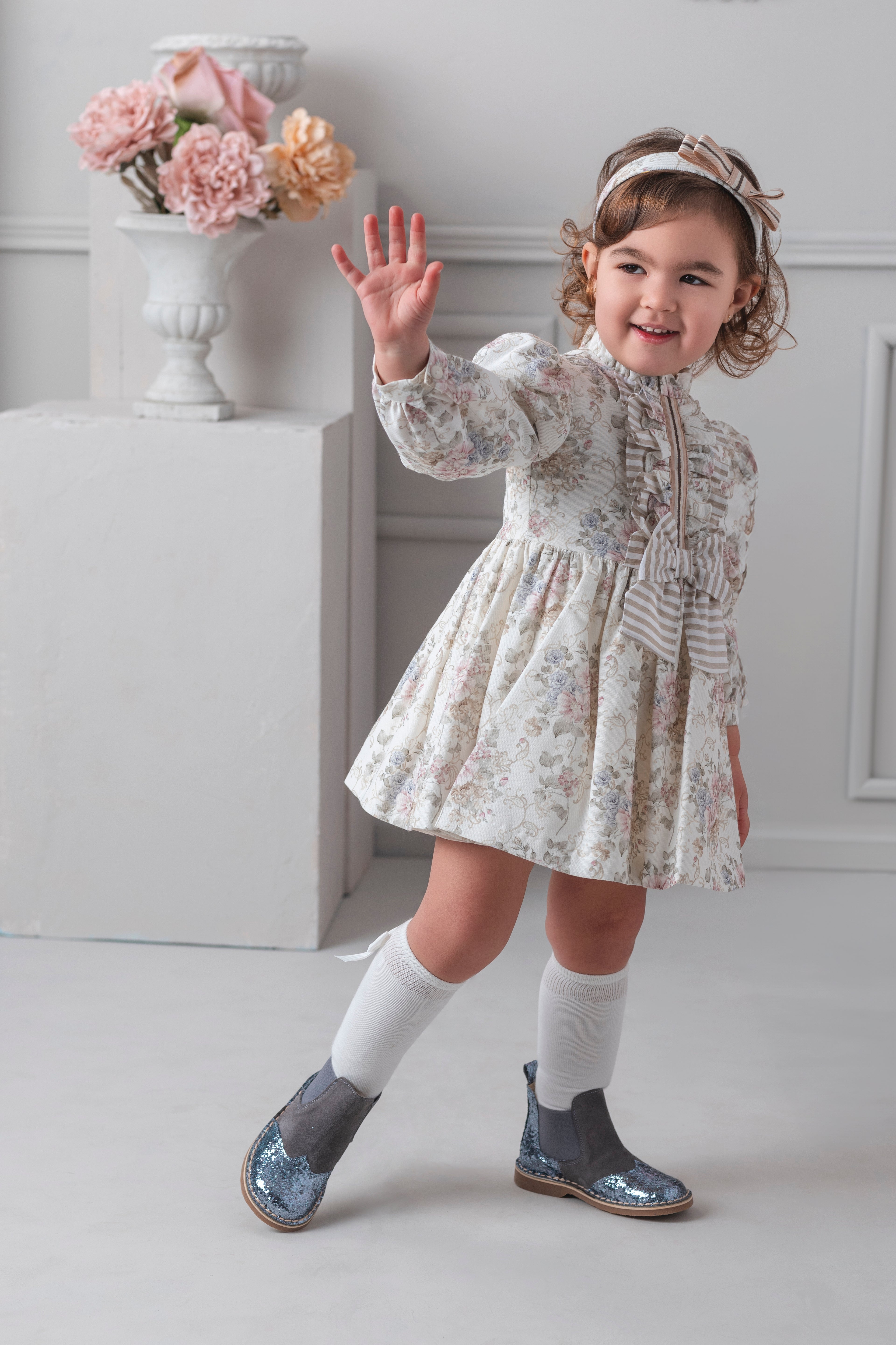 PRE ORDER AW25 Rochy Girls Ivory Floral Print Dress 26740