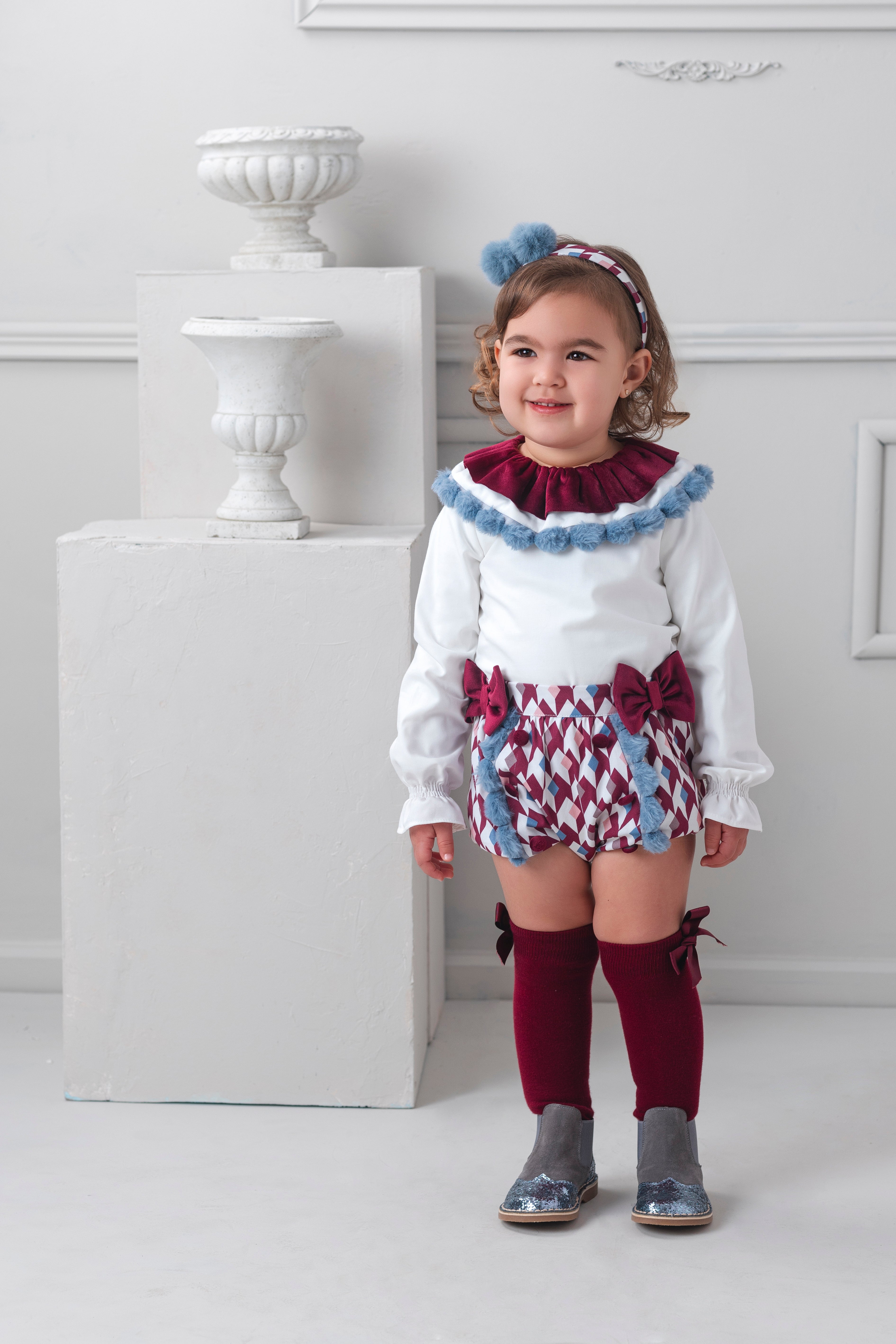 AW25 Rochy Baby Girls Burgundy Diamond Jam Pant Set 26762