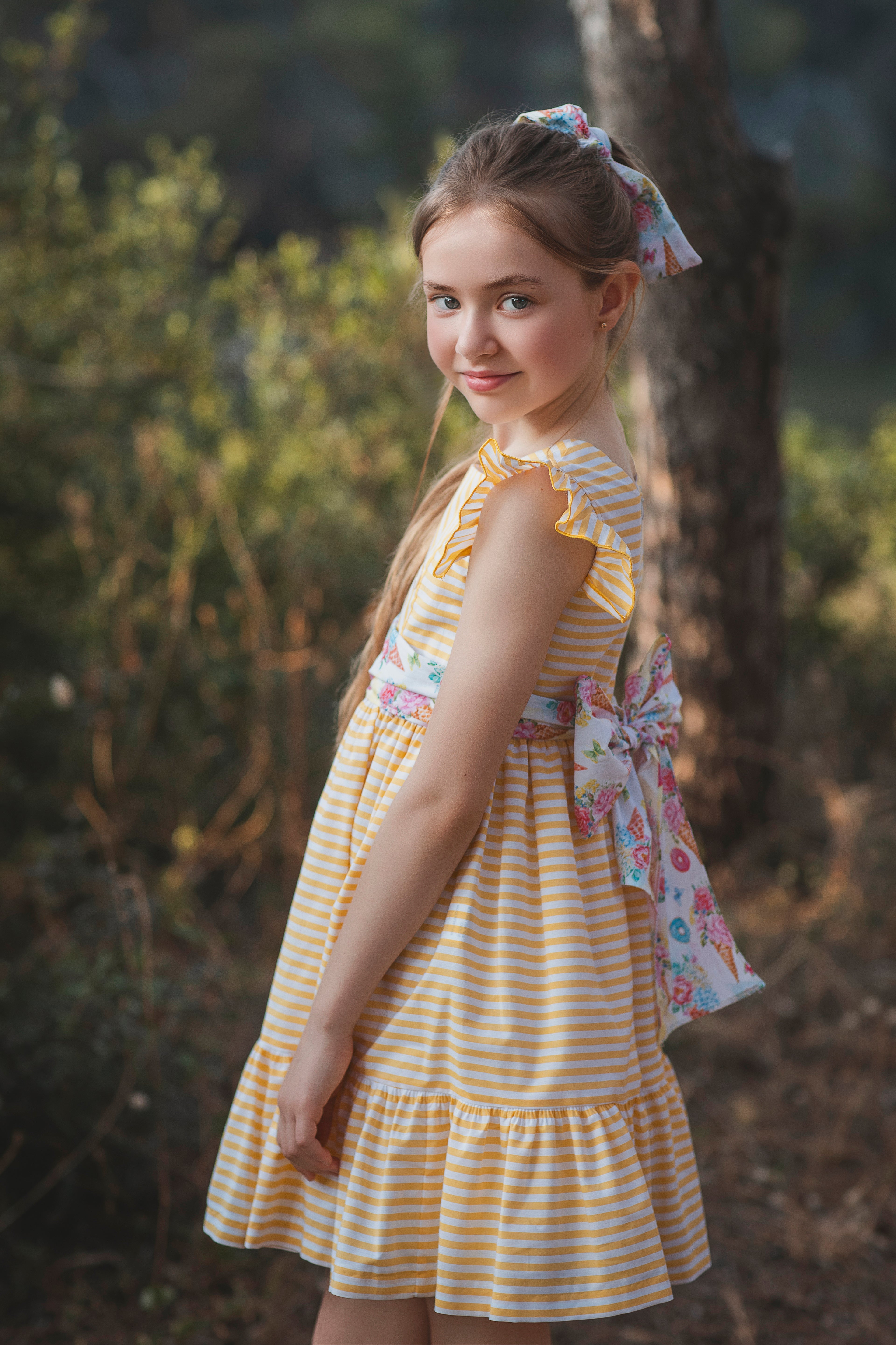 SS26 Rochy Girls Yellow Stripe Dress