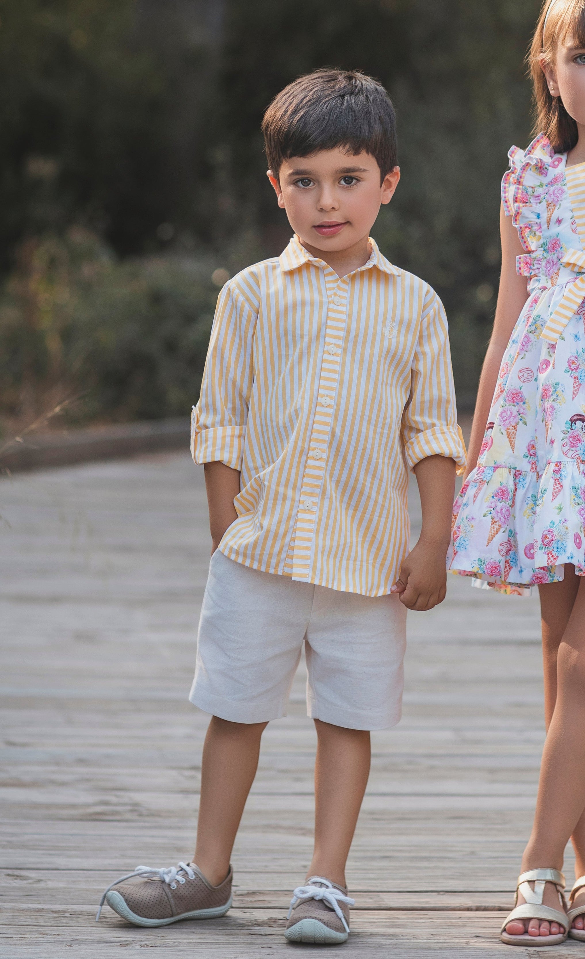 SS26 Rochy Boys Yellow Stripe Short Set