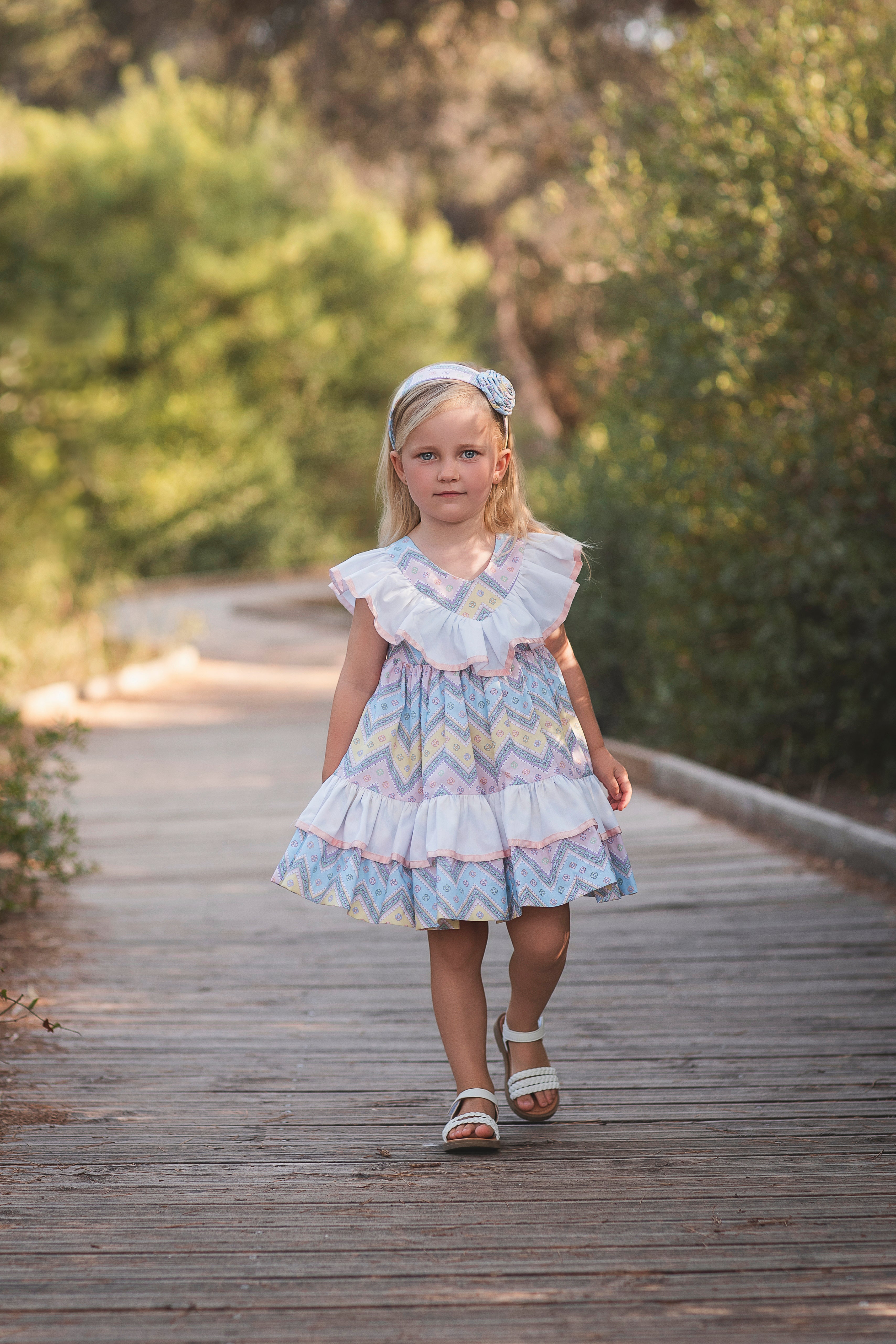 SS26 Rochy Girls Pastel Zig Zag Frill Dress