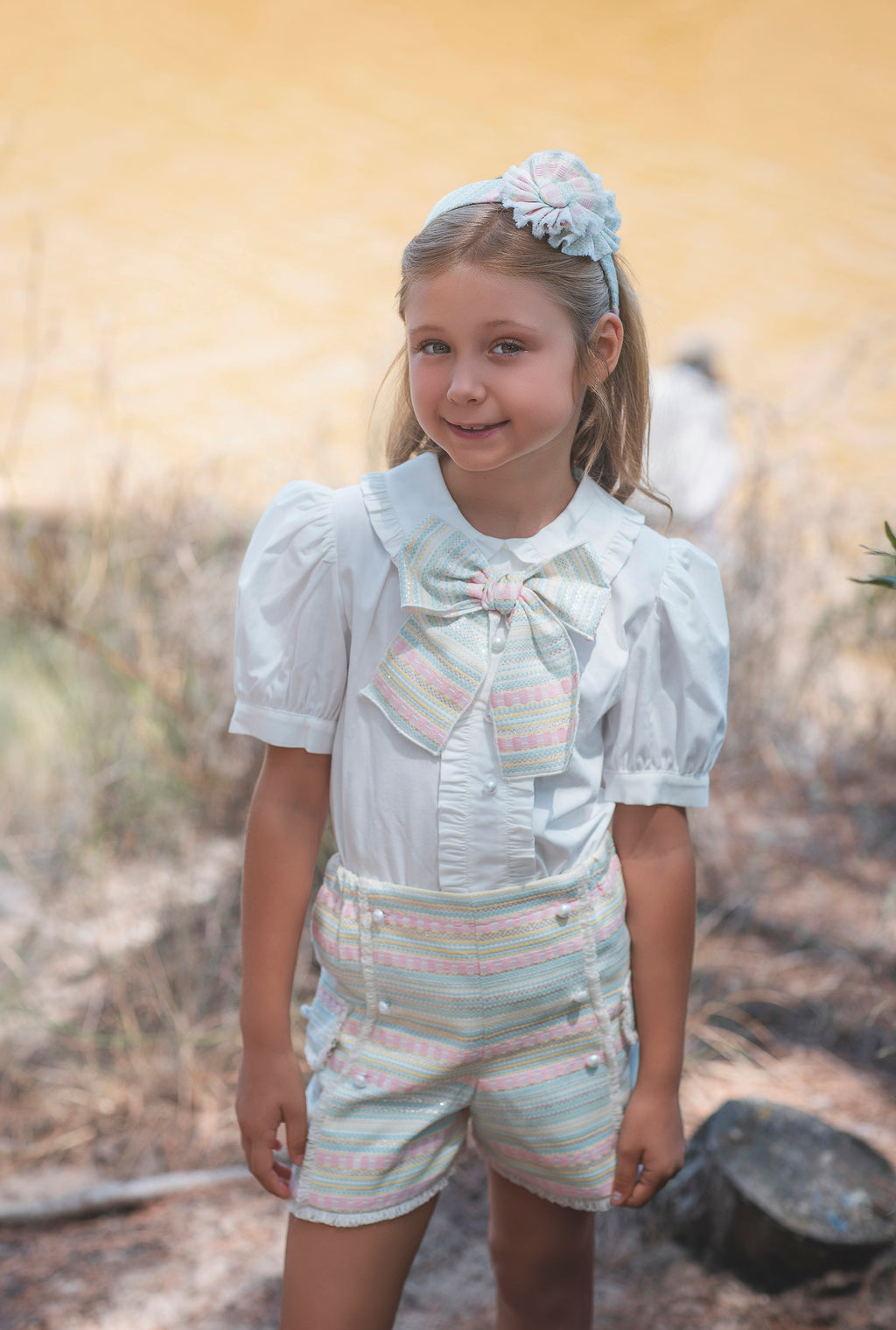 SS26 Rochy Baby Girls Pastel Tweed Short Set