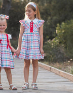 SS26 Rochy Girls Check Dress with Button Detail
