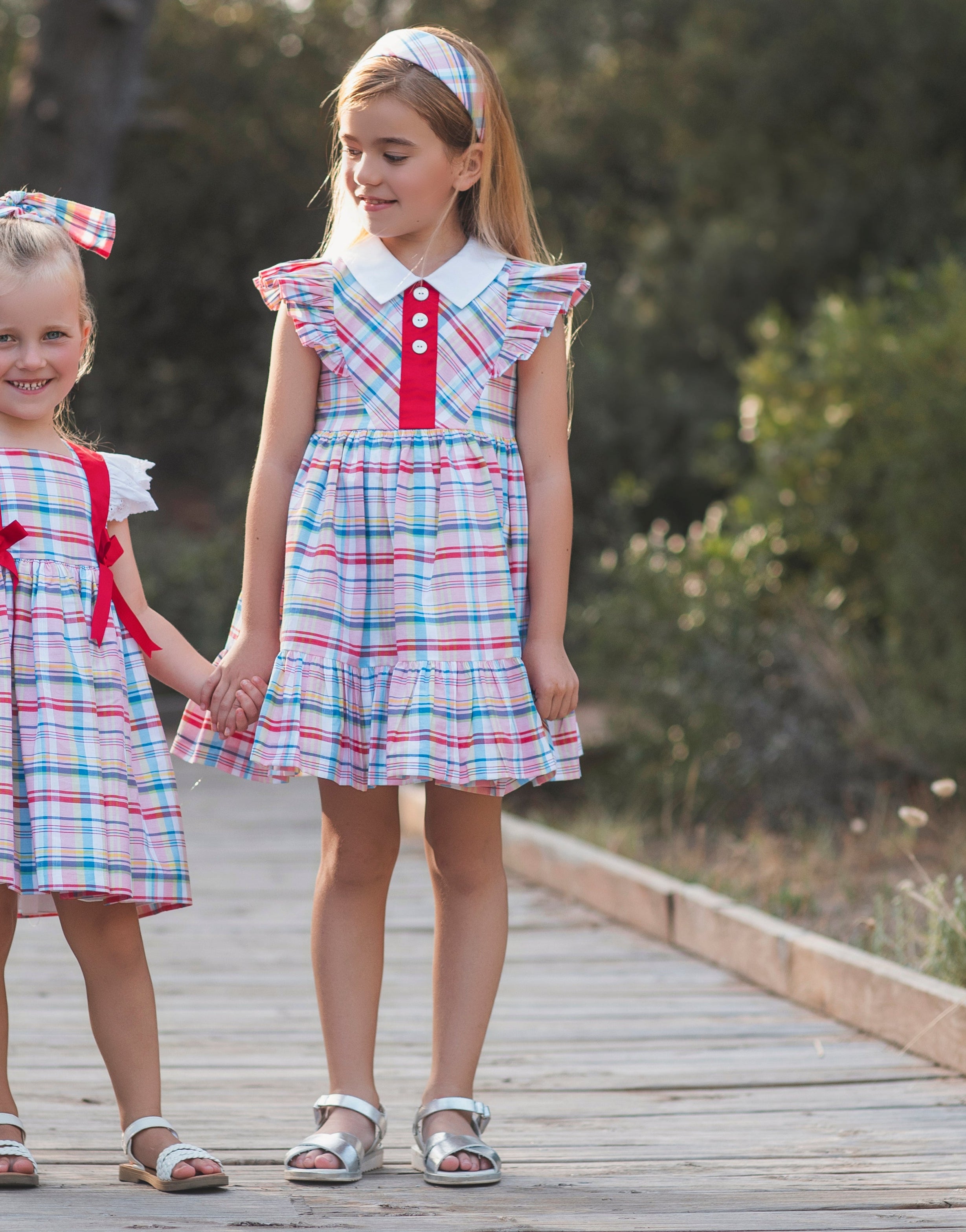 SS26 Rochy Girls Check Dress with Button Detail