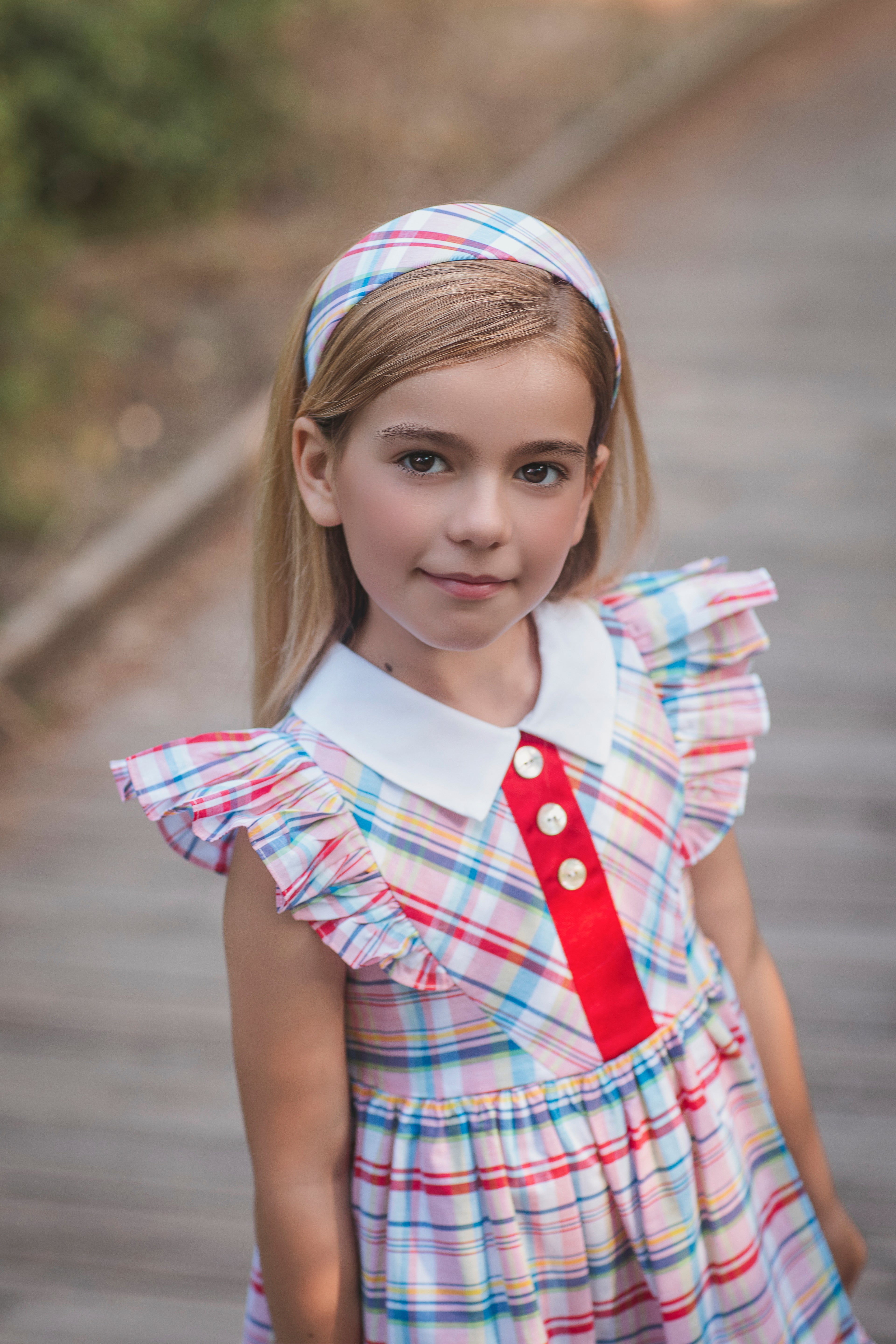 SS26 Rochy Girls Check Dress with Button Detail