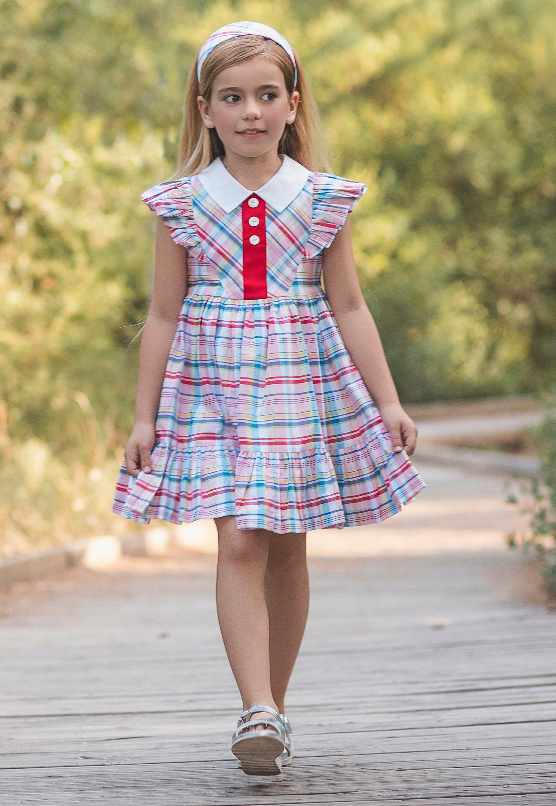 SS26 Rochy Girls Check Dress with Button Detail