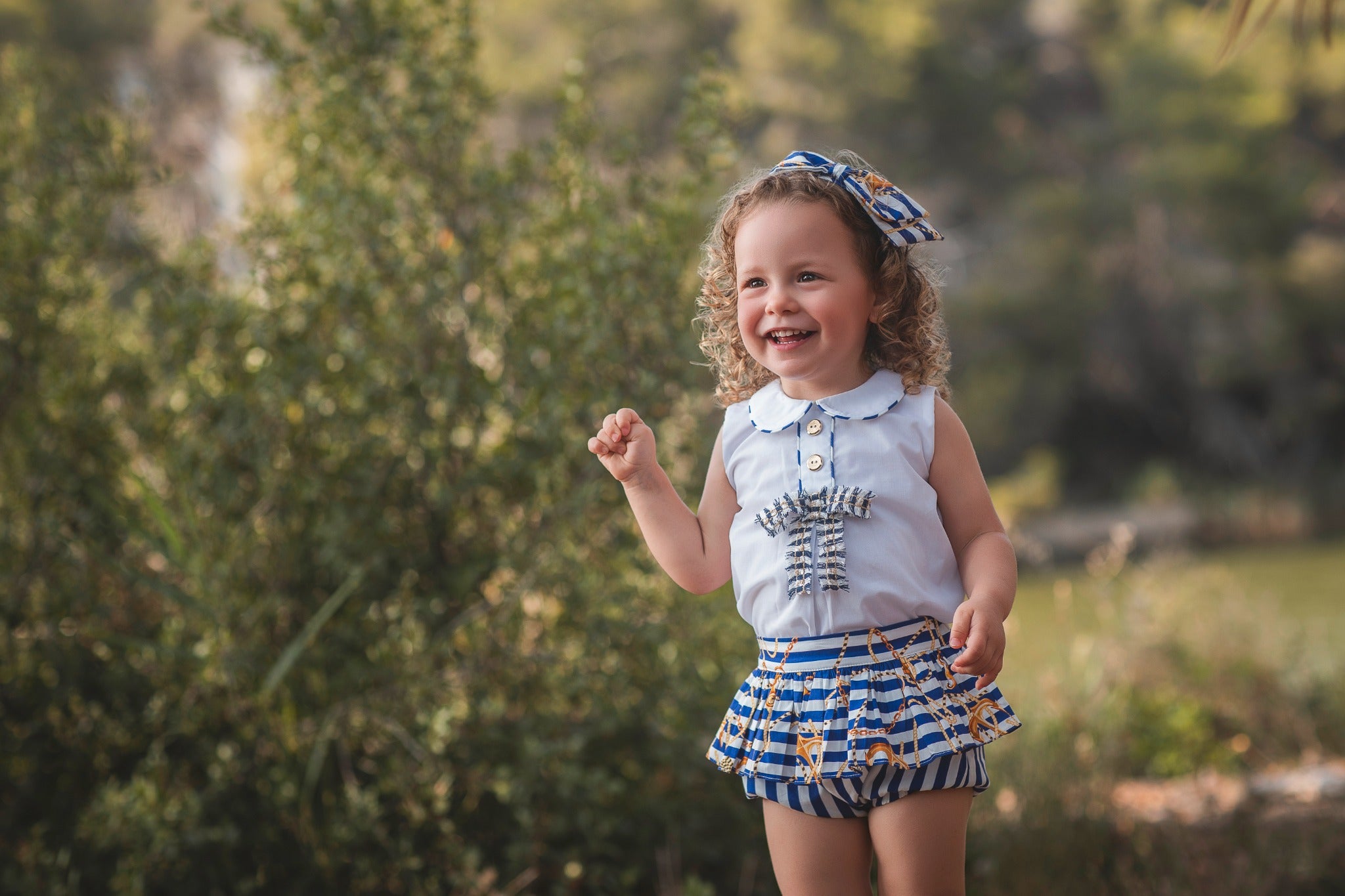 SS26 Rochy Baby Girls Blue Stripe Anchor Jam Pant Set
