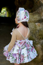AW25 Ela Confeccion Girls Floral Dress & Matching Bonnet