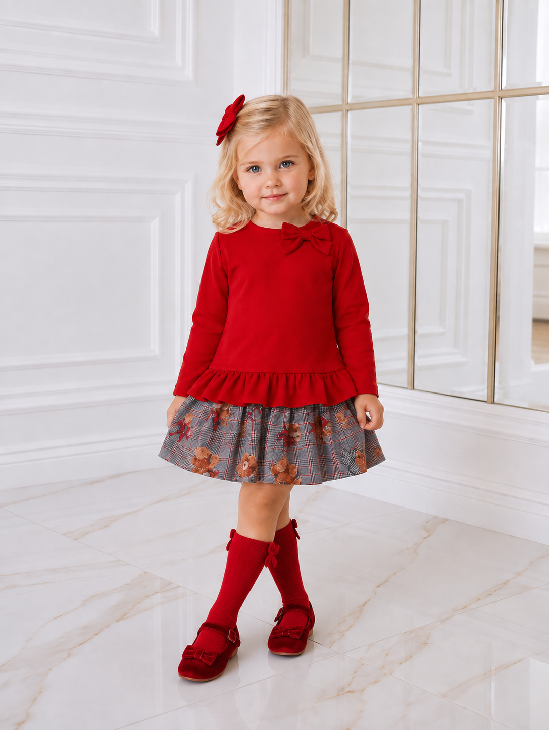 AW26 Miranda Girls Red Teddy Bear Dress