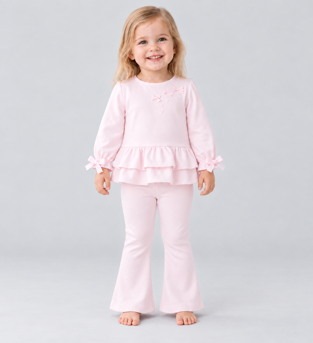 AW26 Pastels & Co Girls Pink Flares Set - Moana