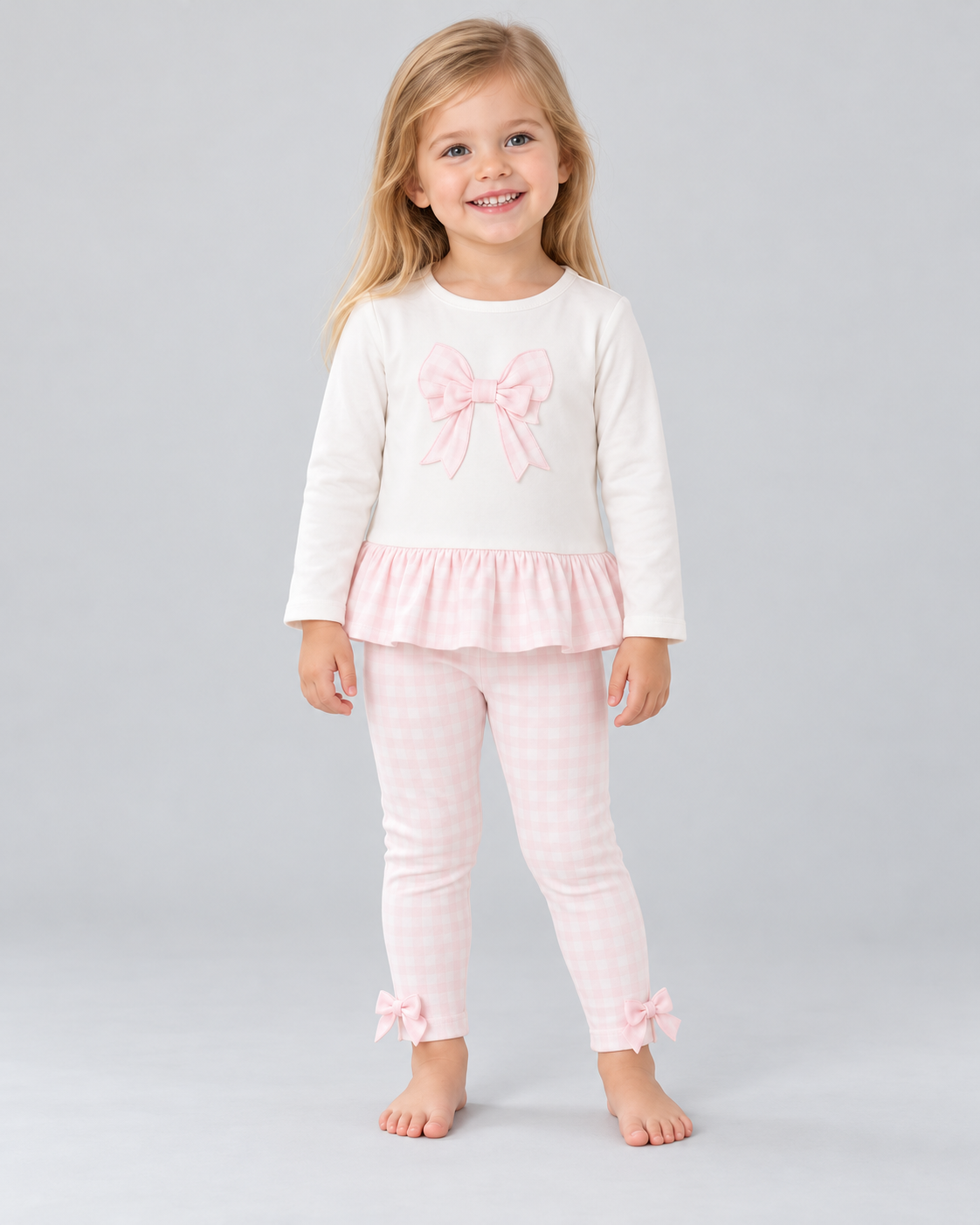 AW26 Pastels & Co Girls Pink Heart Leggings Set - Miranda