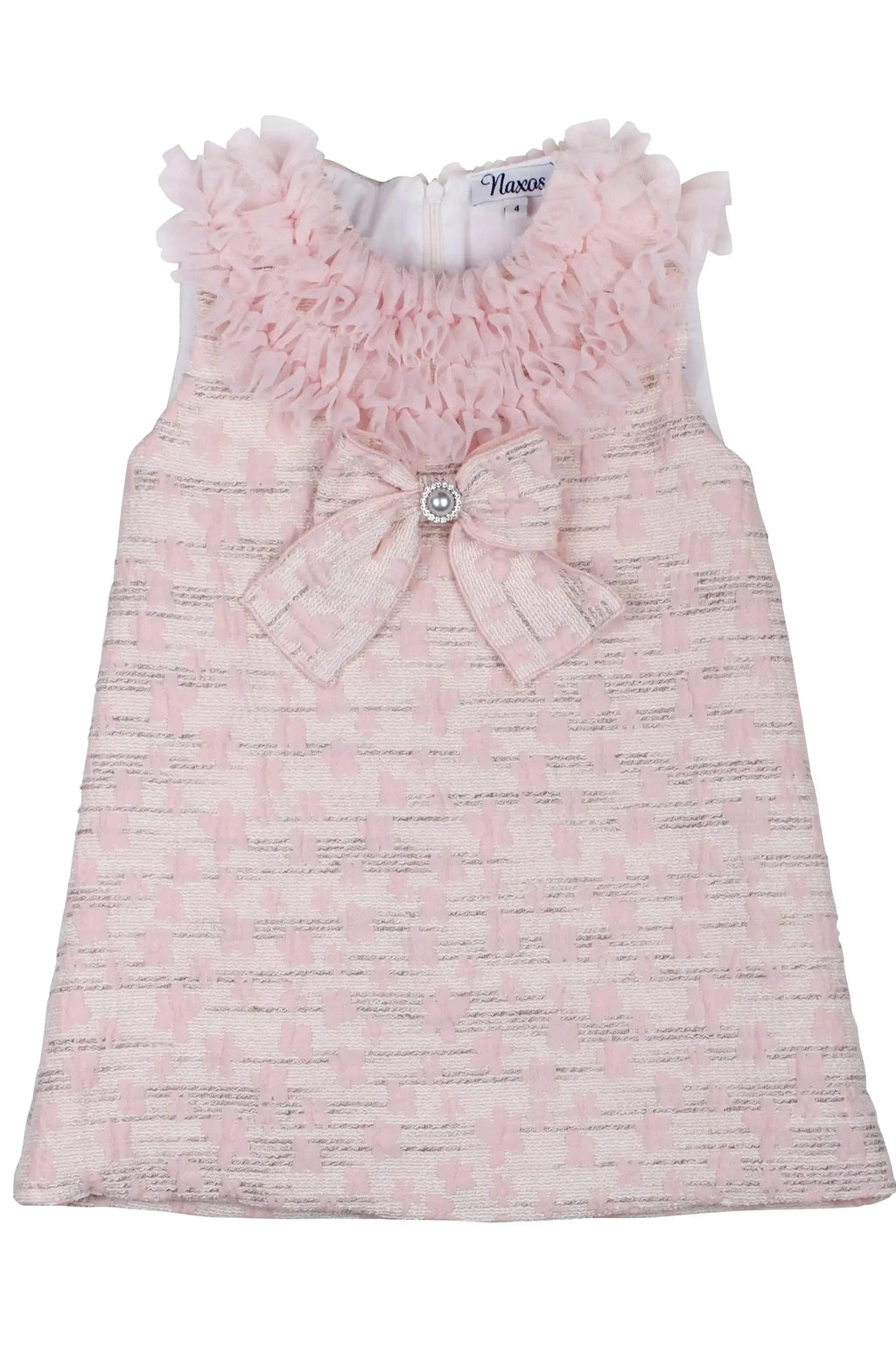 SS26 Naxos Girls Pink Jacquard & Tulle Dress