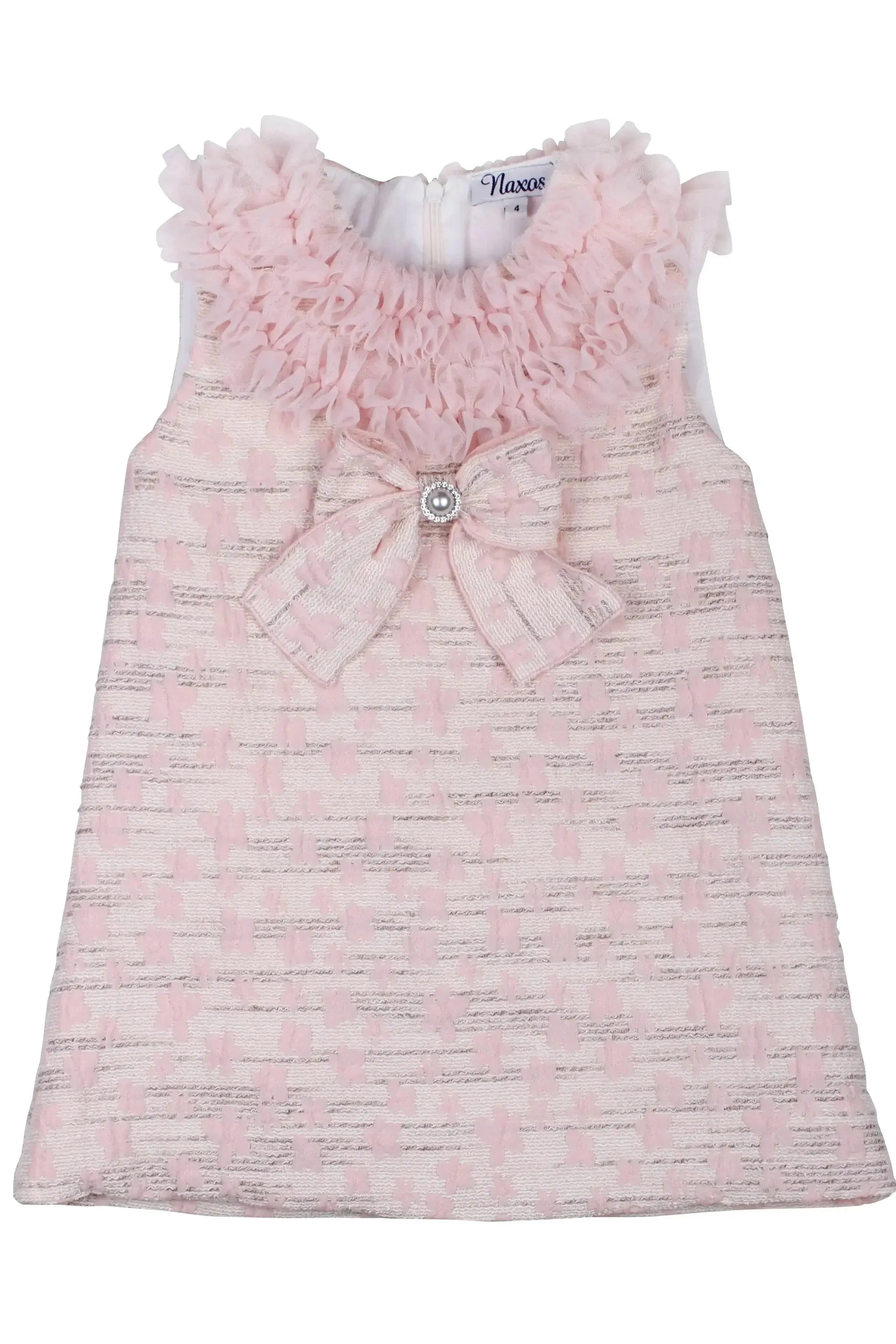 SS26 Naxos Girls Pink Jacquard & Tulle Dress