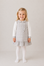 Pre Order Pastels & Co Girls Charcoal Chevron Carrie Pinafore Dress
