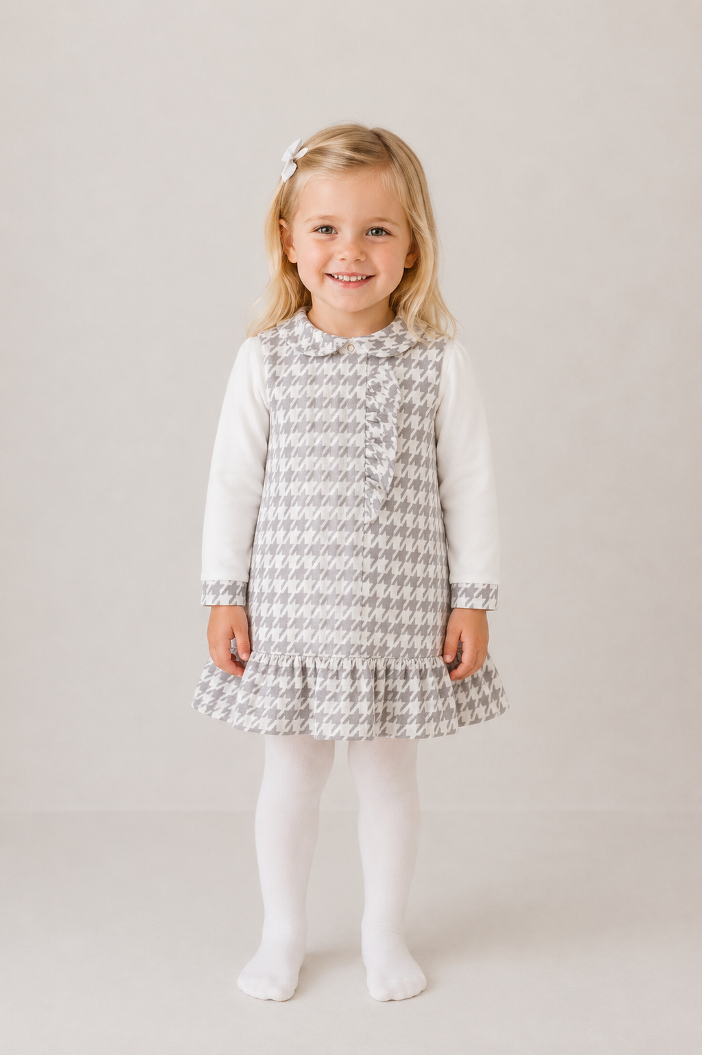 Pre Order Pastels & Co Girls Charcoal Chevron Carrie Pinafore Dress