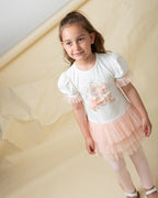 Caramelo Kids Girls Peach Cotton & Tulle Leggings Set