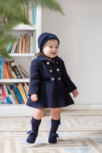 Miranda Navy Coat with Matching Bonnet