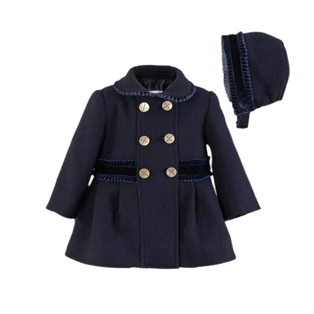 Miranda Navy Coat with Matching Bonnet