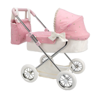 My First Reborn Folding Dolls Pram Pink & White with Matching Bag