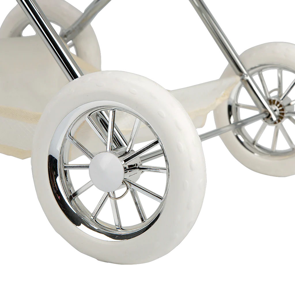 My First Reborn Folding Dolls Pram Pink & White with Matching Bag