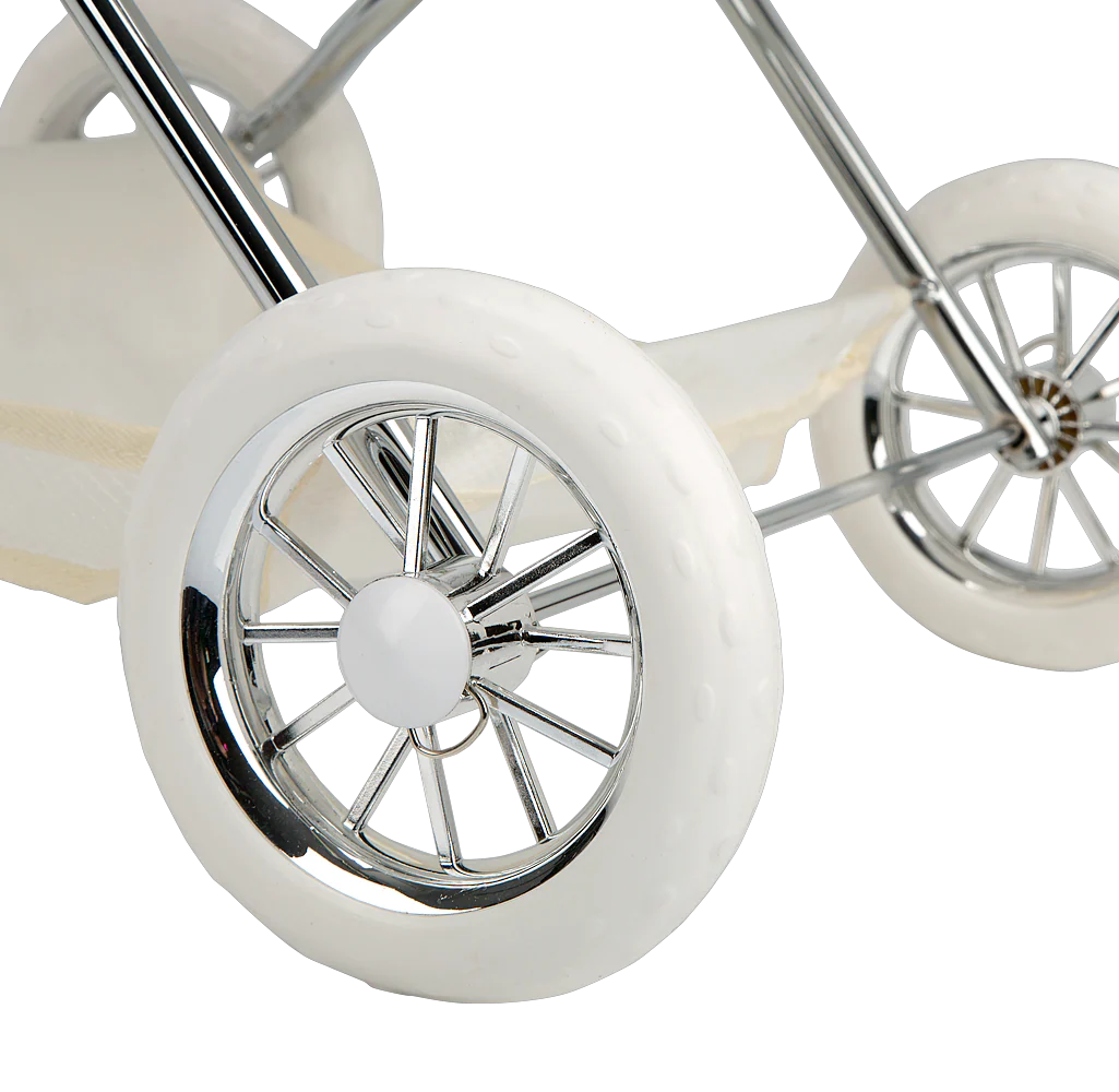 My First Reborn Folding Dolls Pram Pink & White with Matching Bag