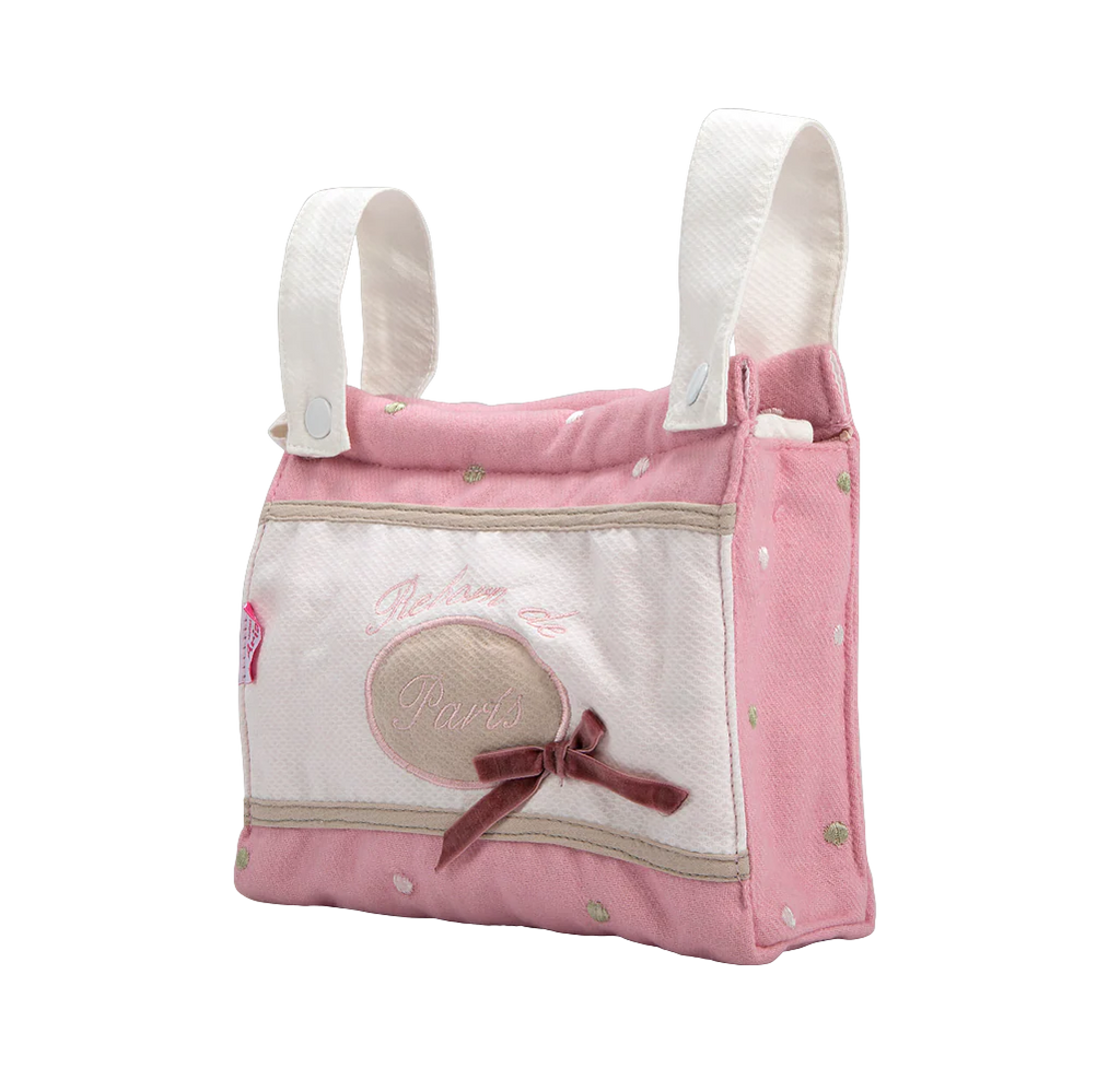 My First Reborn Folding Dolls Pram Pink & White with Matching Bag