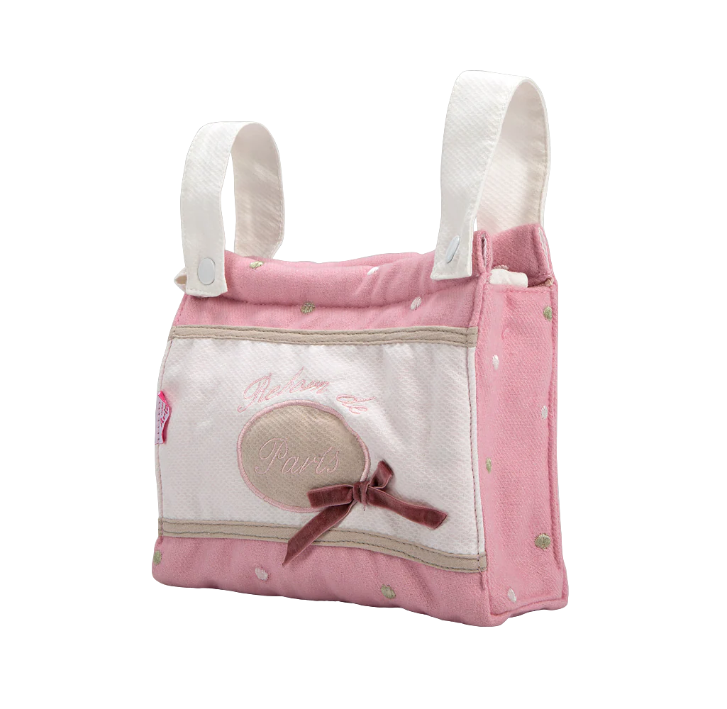 My First Reborn Folding Dolls Pram Pink & White with Matching Bag