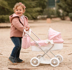 My First Reborn Folding Dolls Pram Pink & White with Matching Bag
