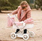 My First Reborn Folding Dolls Pram Pink & White with Matching Bag
