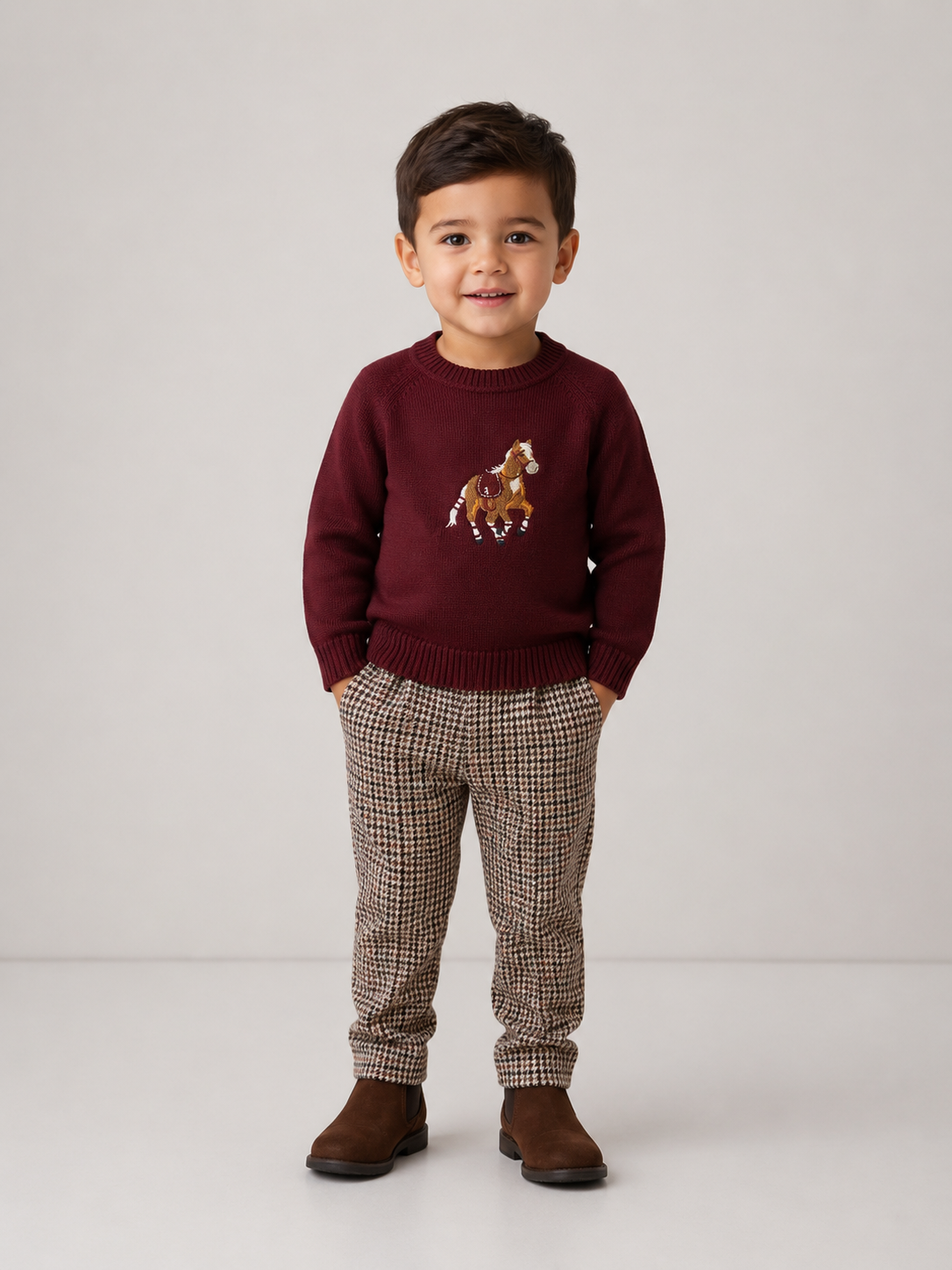Pre Order AW26 Boys Deolinda Balmoral Horse Knit Top & Trouser Set