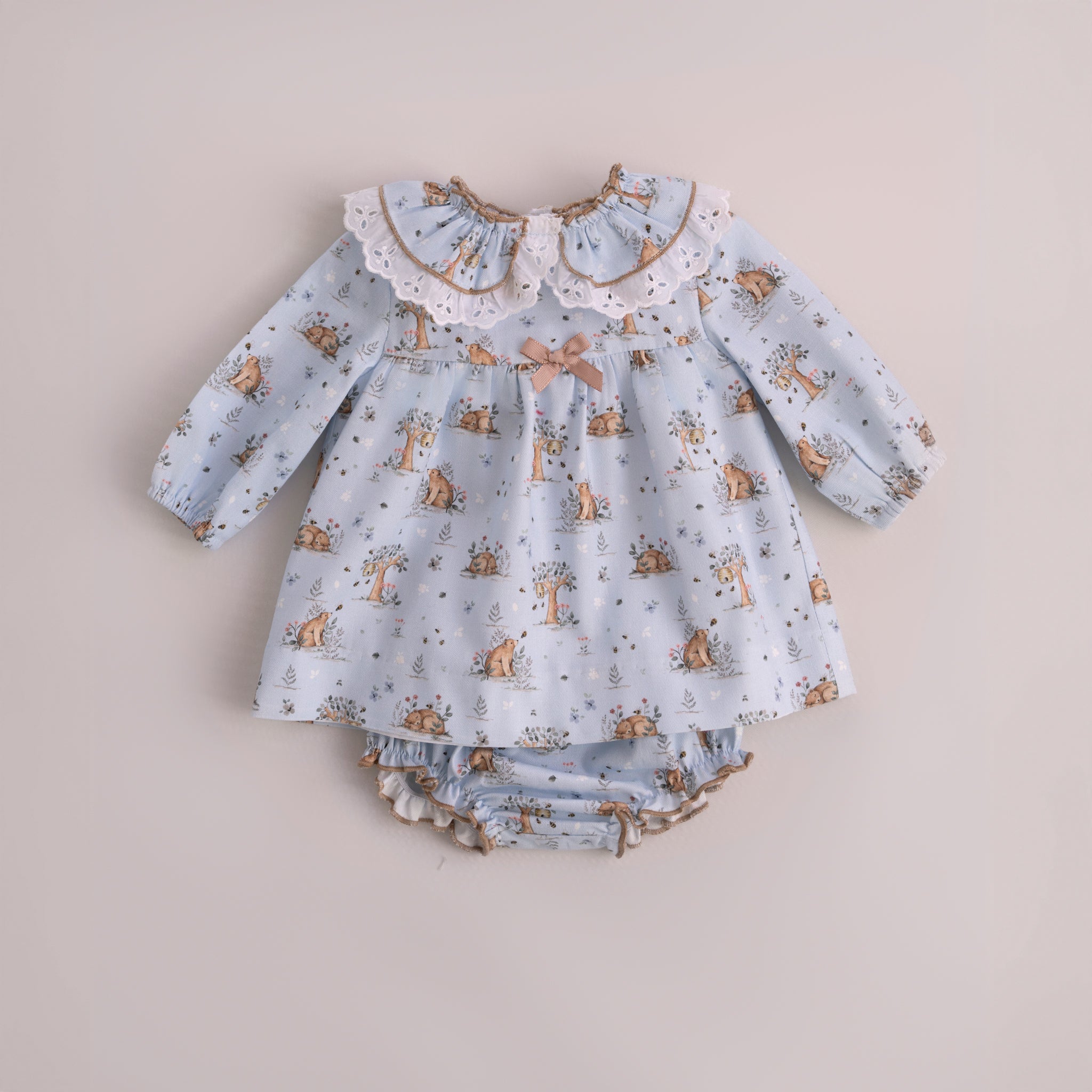 AW25 Miranda Baby Girls Blue Woodland Pattern Dress