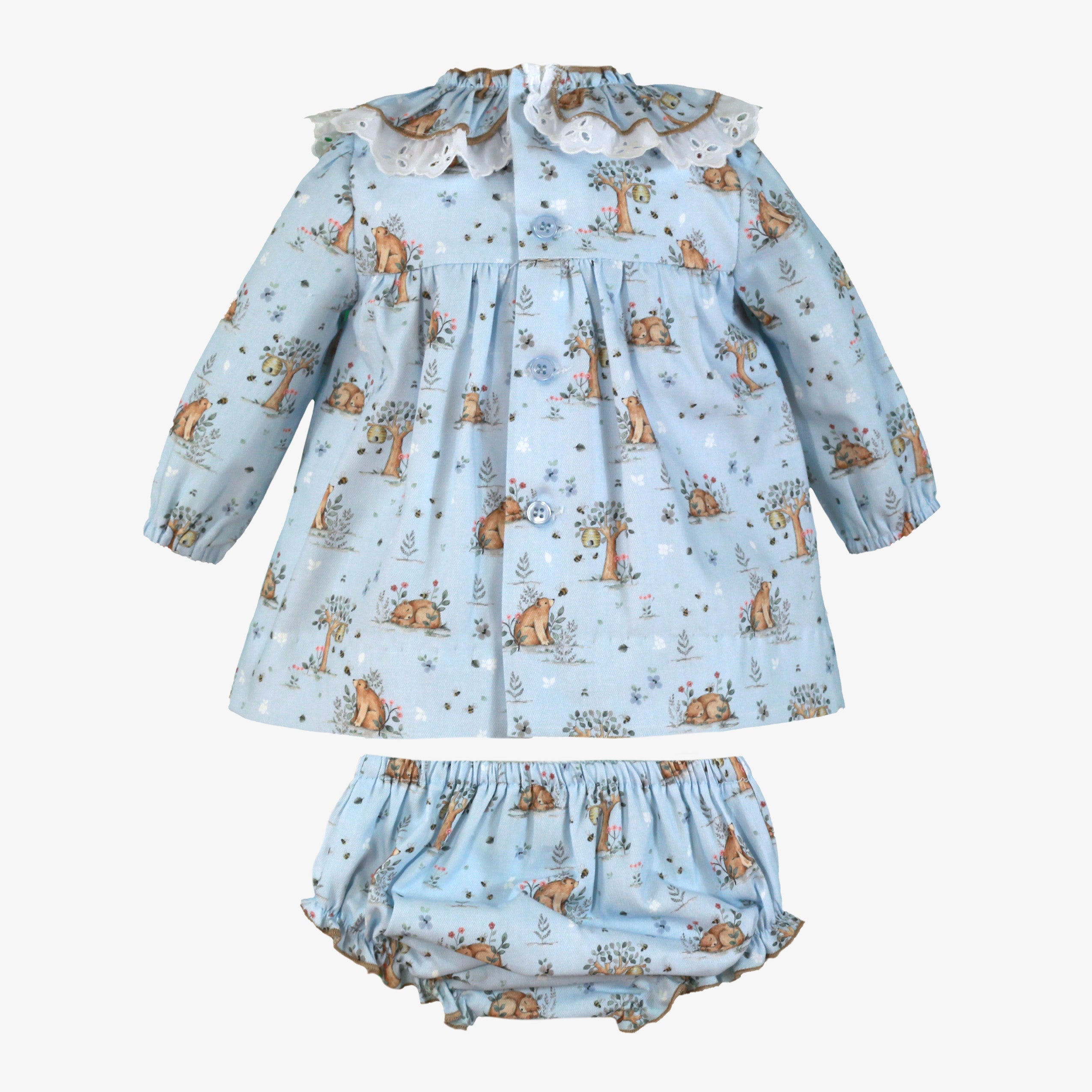 AW25 Miranda Baby Girls Blue Woodland Pattern Dress