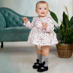 AW25 DBB Baby Girls Floral Dress with Matching Knickers and Bonnet